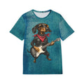 Dachshund Guitar Tee — Rocker Dog Graphic Sports Jersey