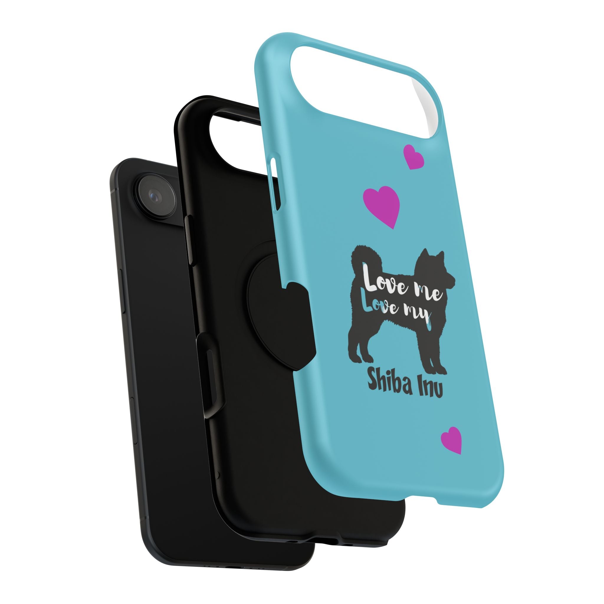 Shiba Inu Phone Case – "Love Me Love My Shiba Inu" Impact-Resistant Case, Cute Heart Design