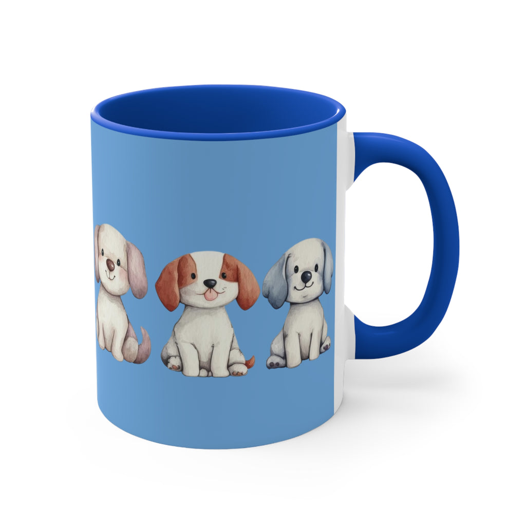 Cute Puppy Pattern Accent Mug — 11oz Colorful Dog Coffee Cup