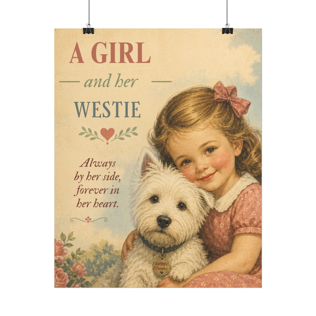 Westie Dog Poster — "A Girl and Her Westie" Vintage Art Print