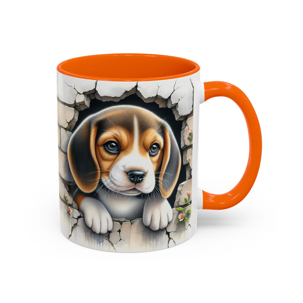 Beagle Puppy Peek Accent Coffee Mug – Cute Dog Gift (11/15 oz)