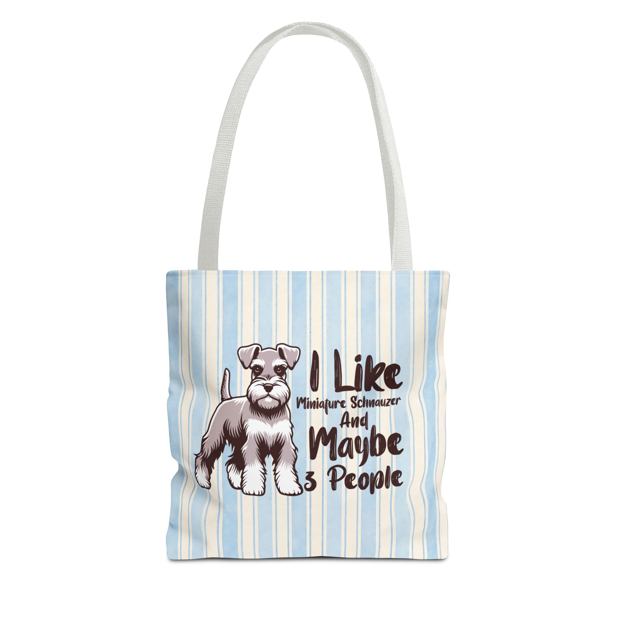 Miniature Schnauzer Tote Bag – "I Like Miniature Schnauzers and Maybe 3 People" Striped Canvas Tote