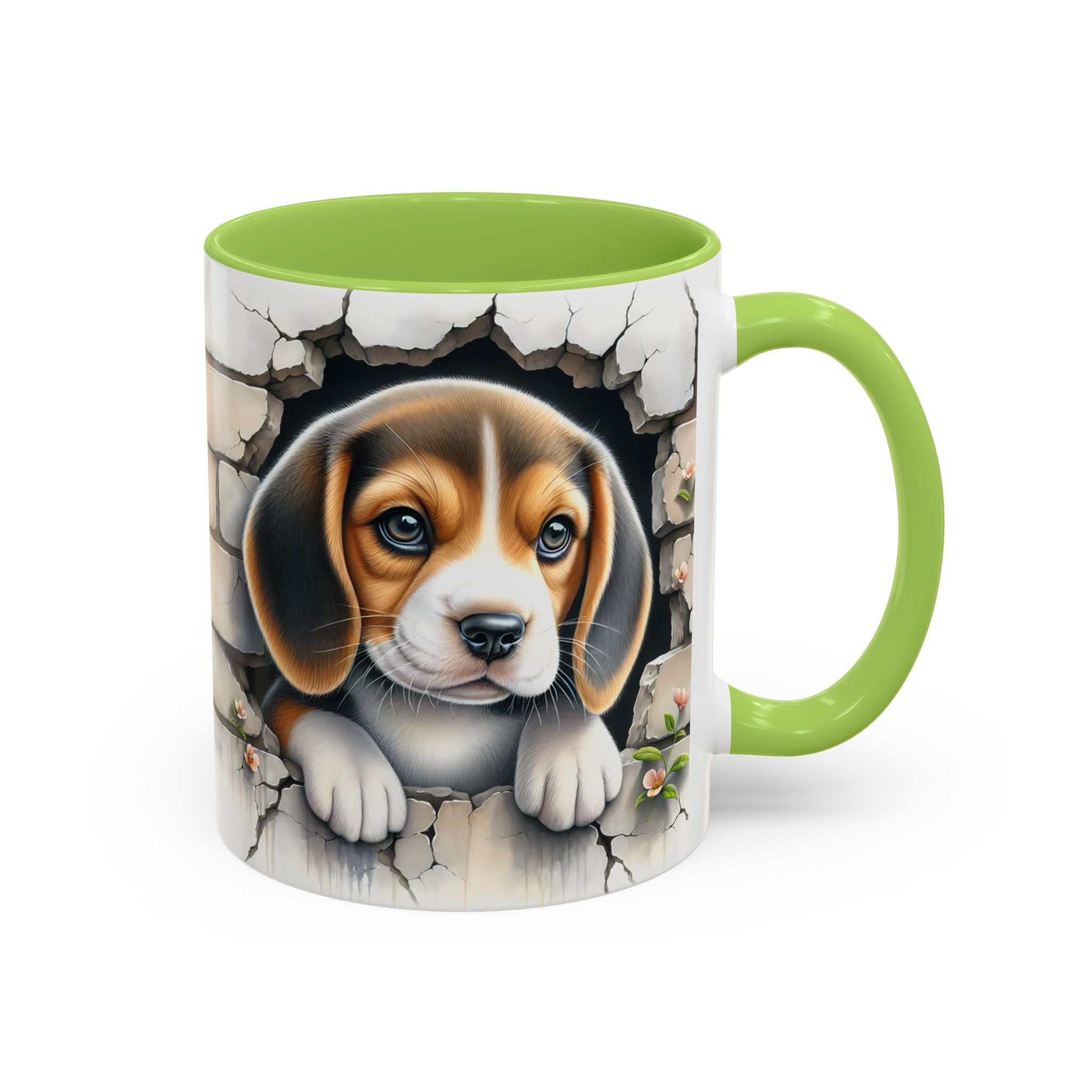 Beagle Puppy Peek Accent Coffee Mug – Cute Dog Gift (11/15 oz)