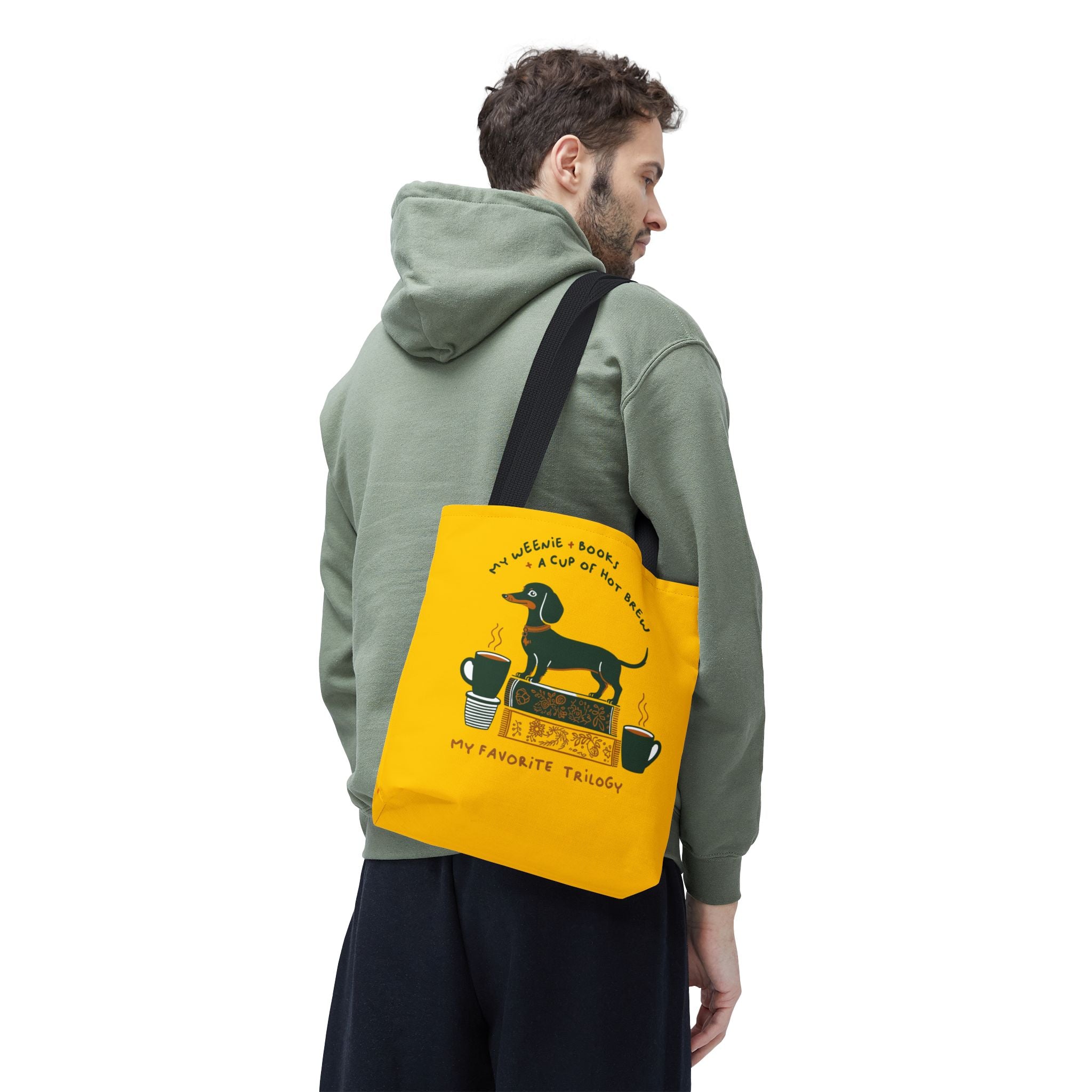 Dachshund, Books & Coffee Tote Bag