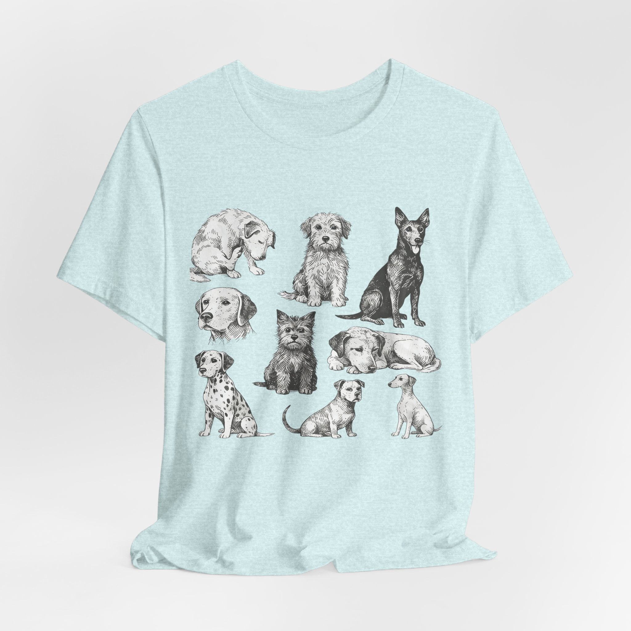 Dog Breed Sketches T-Shirt — Hand-Drawn Puppy Portraits Tee