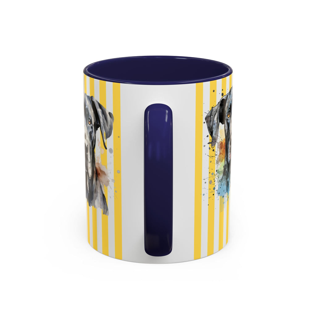 Personalised Dog Accent Coffee Mug — Yellow Striped Dog Lover Gift (11/15 oz)