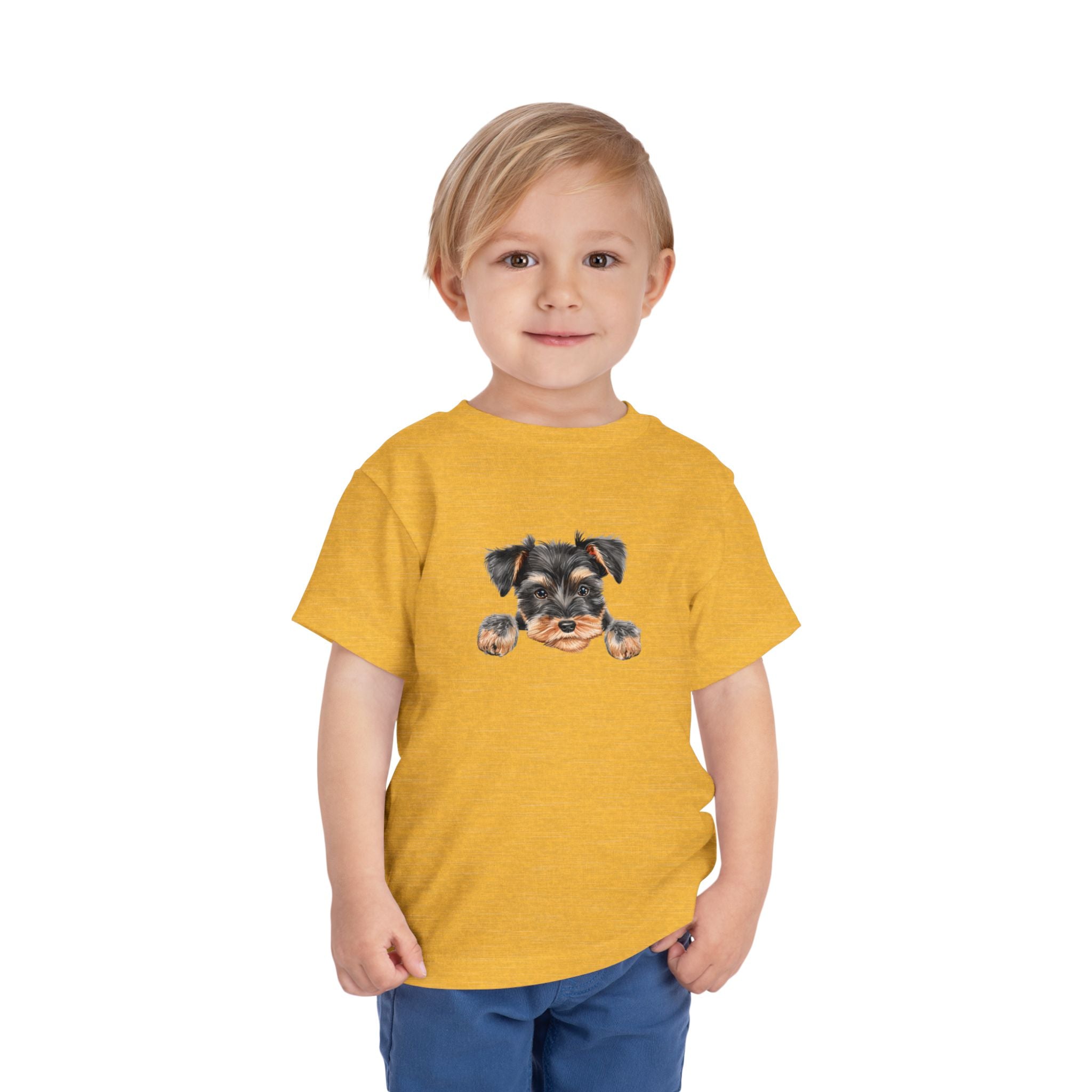 Toddler Tee — Cute Yorkie Puppy Peeking Graphic