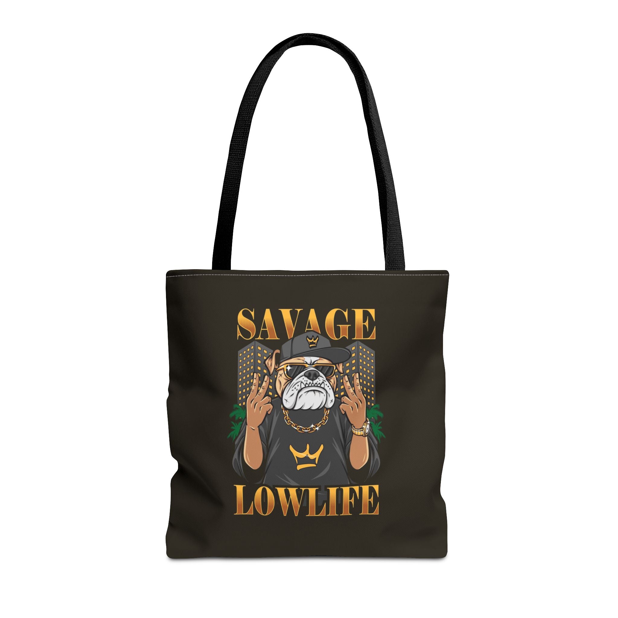 Savage Lowlife Graphic Tote Bag — Urban Bulldog Design, Streetwear Everyday Carry