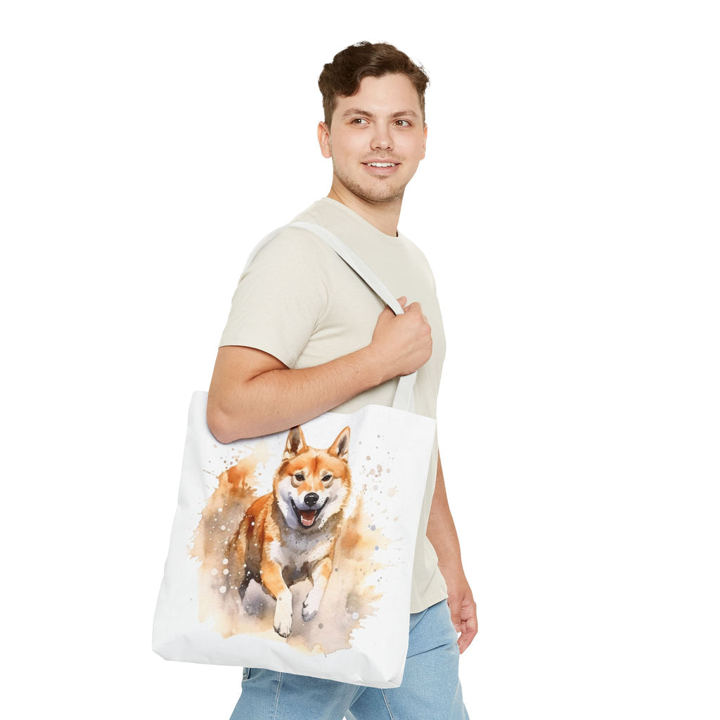 Shiba Inu Watercolor Tote Bag – Cute Running Dog All-Over Print