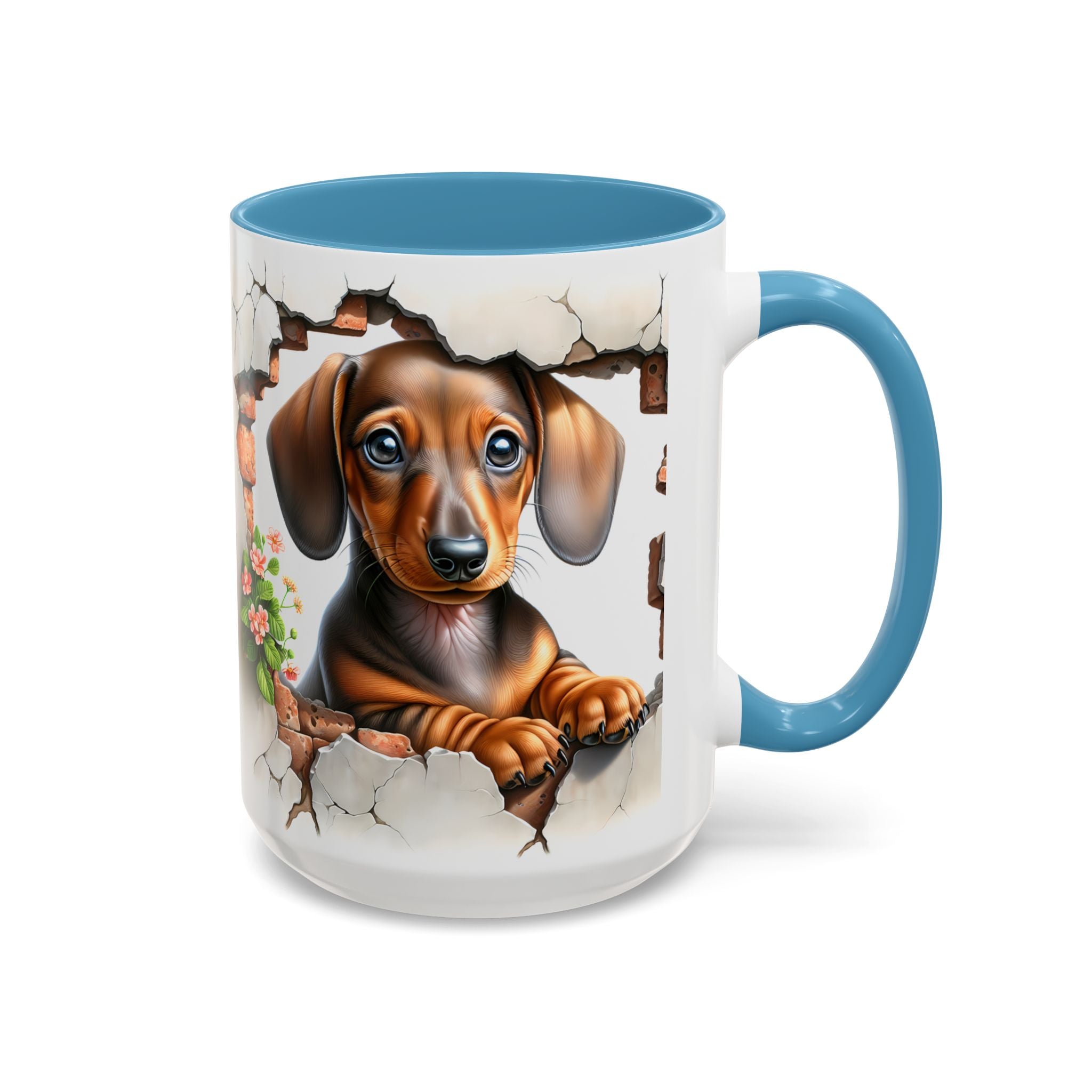 Dachshund Peek-A-Boo Accent Coffee Mug — Cute Puppy Dog Gift (11/15oz)