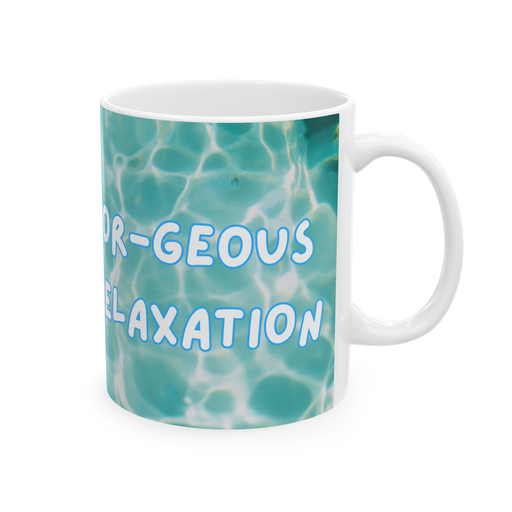 Corgi Relaxing Pool Ceramic Mug — "Cor-Geous Relaxation" Cute Dog Coffee Cup (11oz/15oz)
