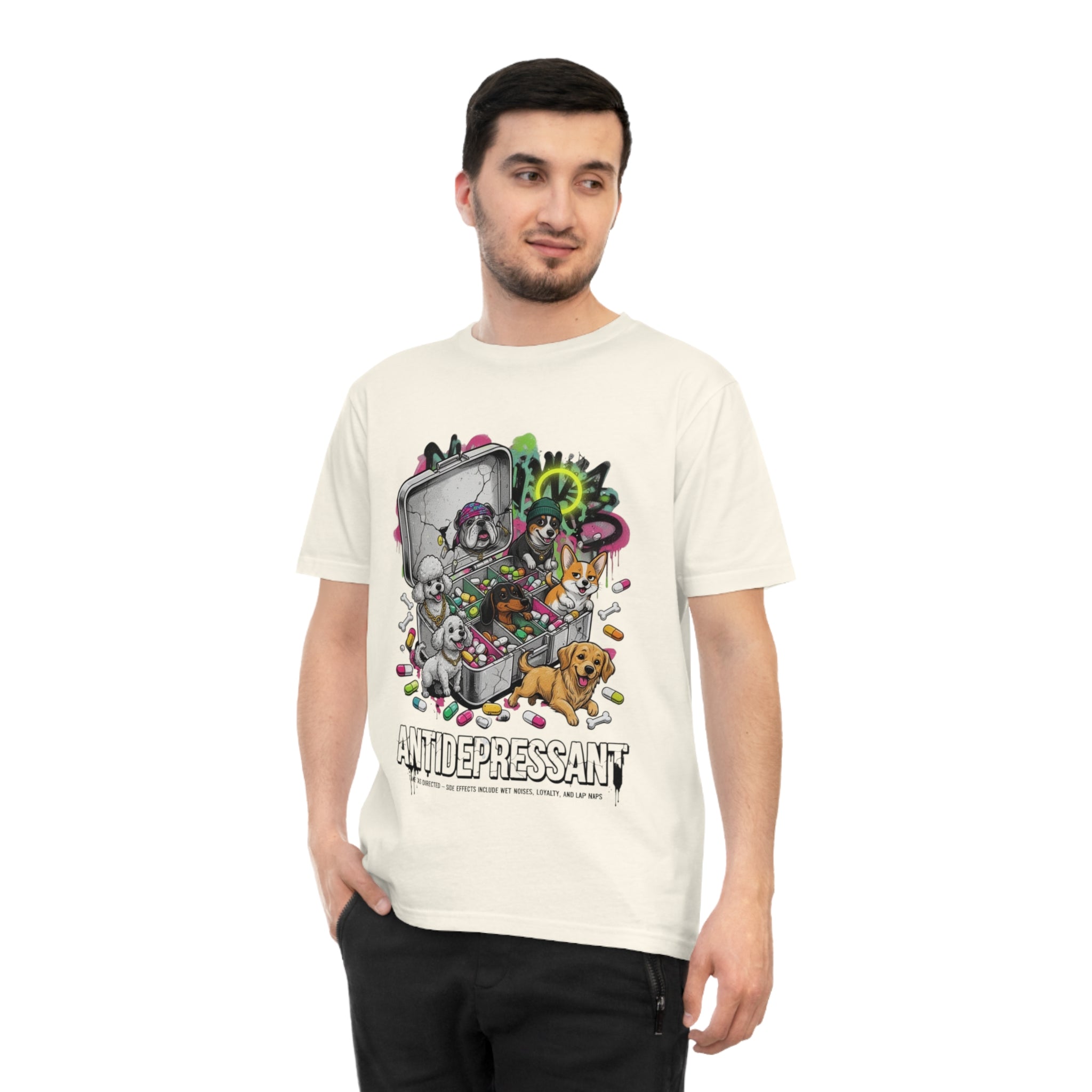Antidepressant Pets T-Shirt — Emotional Support Pet & Pill Box Graphic Tee