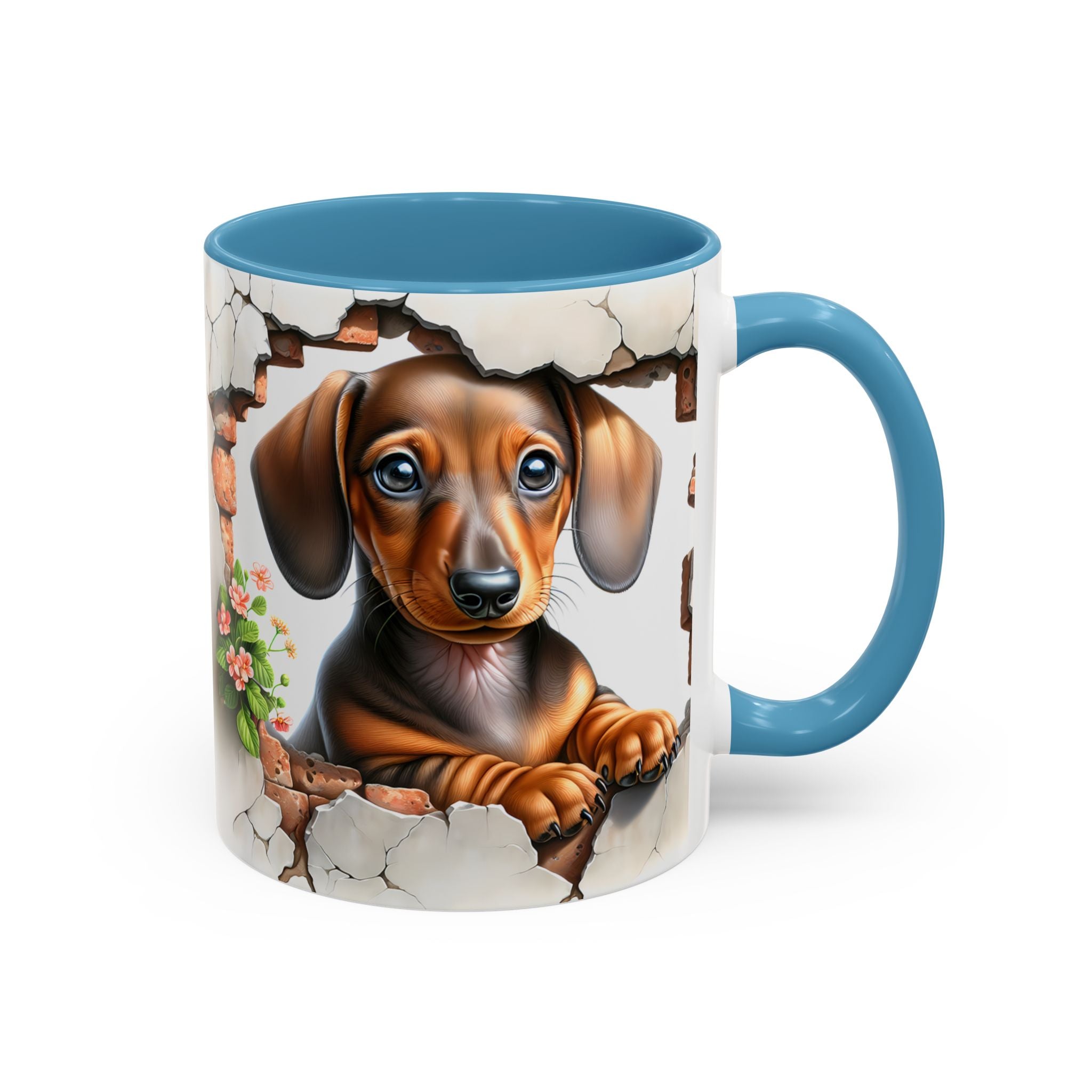 Dachshund Peek-A-Boo Accent Coffee Mug — Cute Puppy Dog Gift (11/15oz)