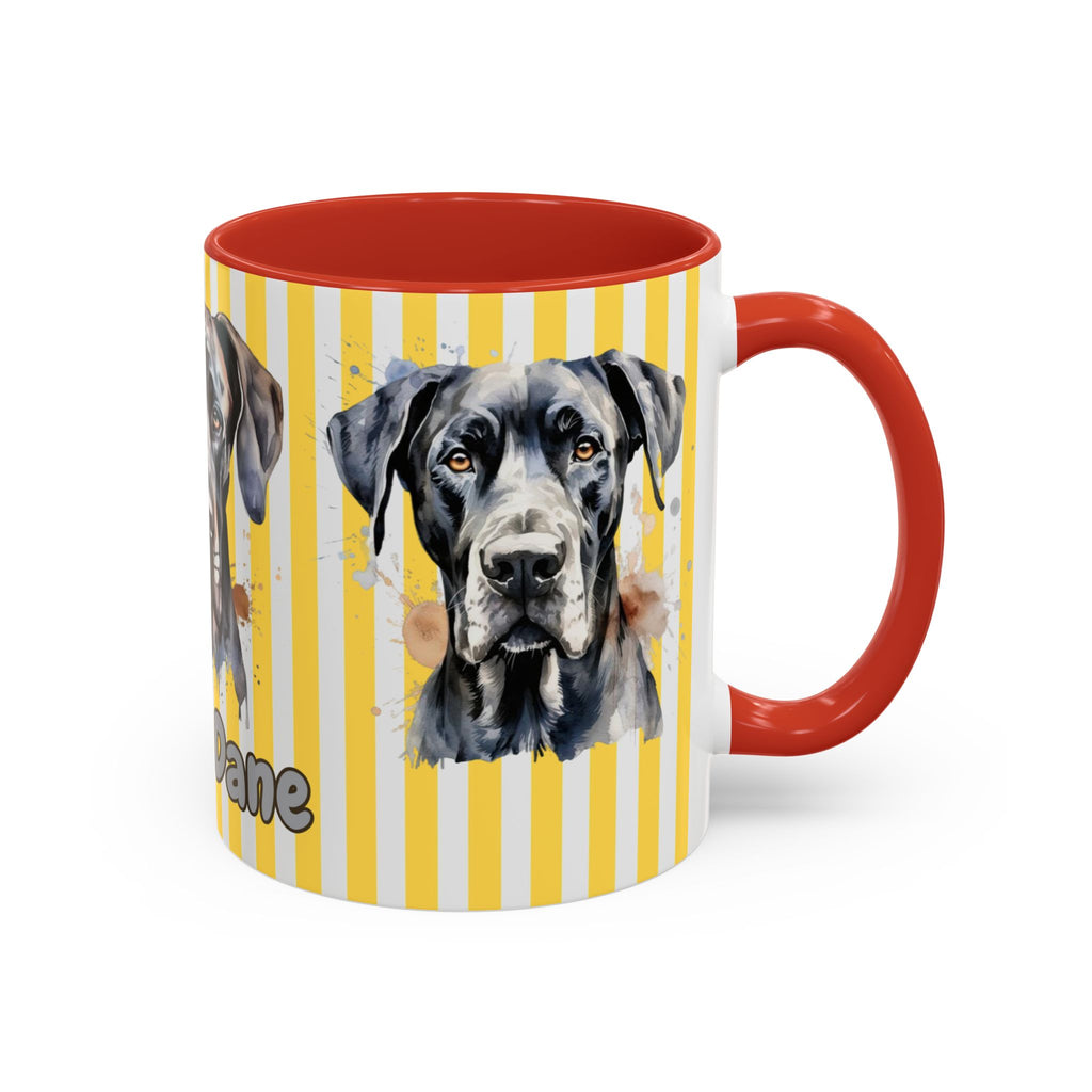 Personalised Dog Accent Coffee Mug — Yellow Striped Dog Lover Gift (11/15 oz)