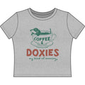 Coffee & Doxies Tee — "Coffee & Doxies, My Kind of Morning" Women's Baby Tee