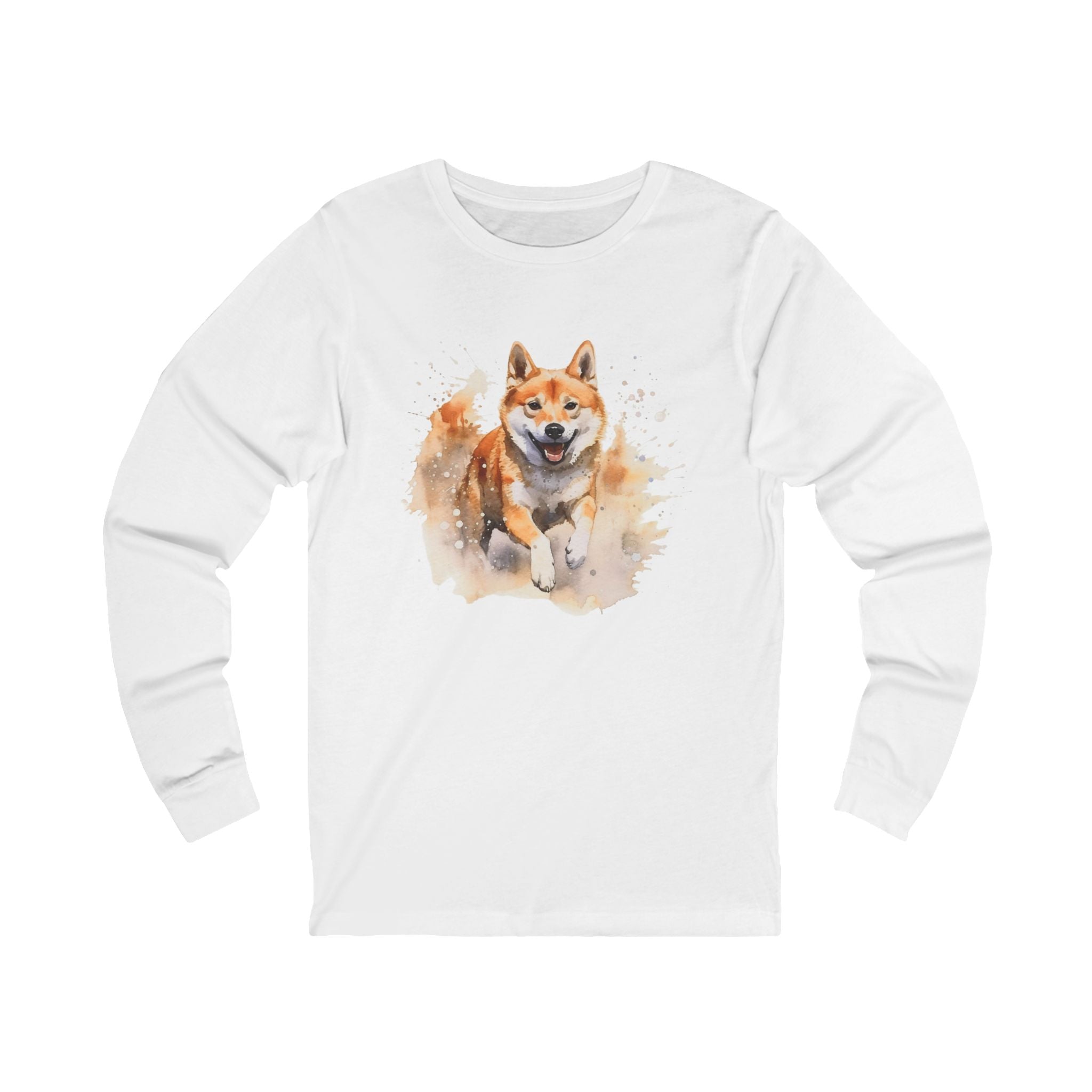 Shiba Inu Watercolor Long Sleeve Tee — Cute Dog Lover Shirt