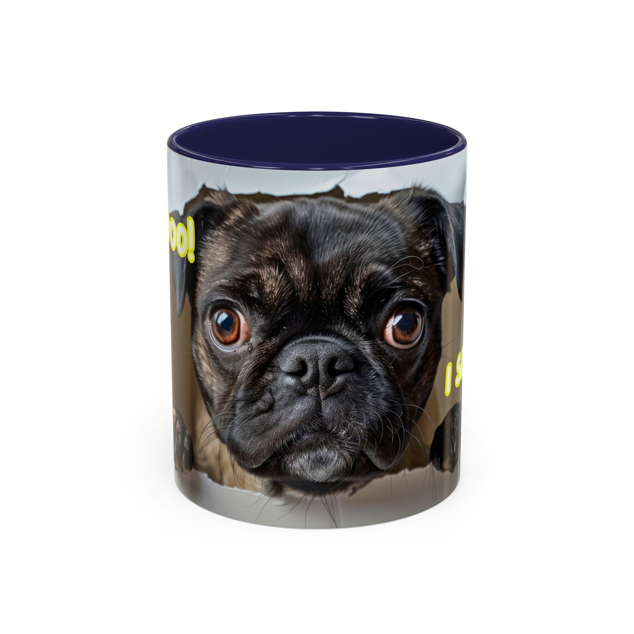 Pug “I See You!” Accent Coffee Mug — Cute Dog Lover Gift (11/15 oz)