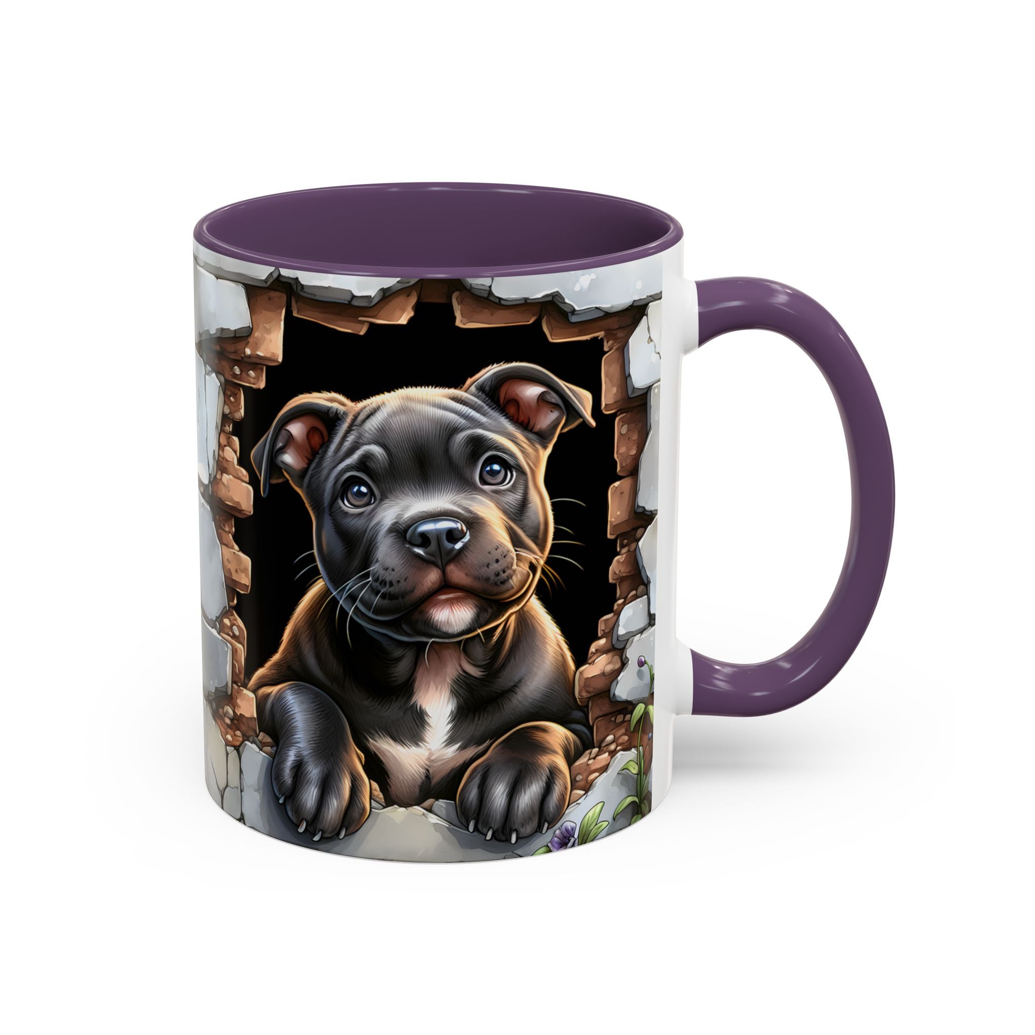 Pit Bull Puppy Peek Accent Coffee Mug – Cute Dog Lover Gift (11/15oz)