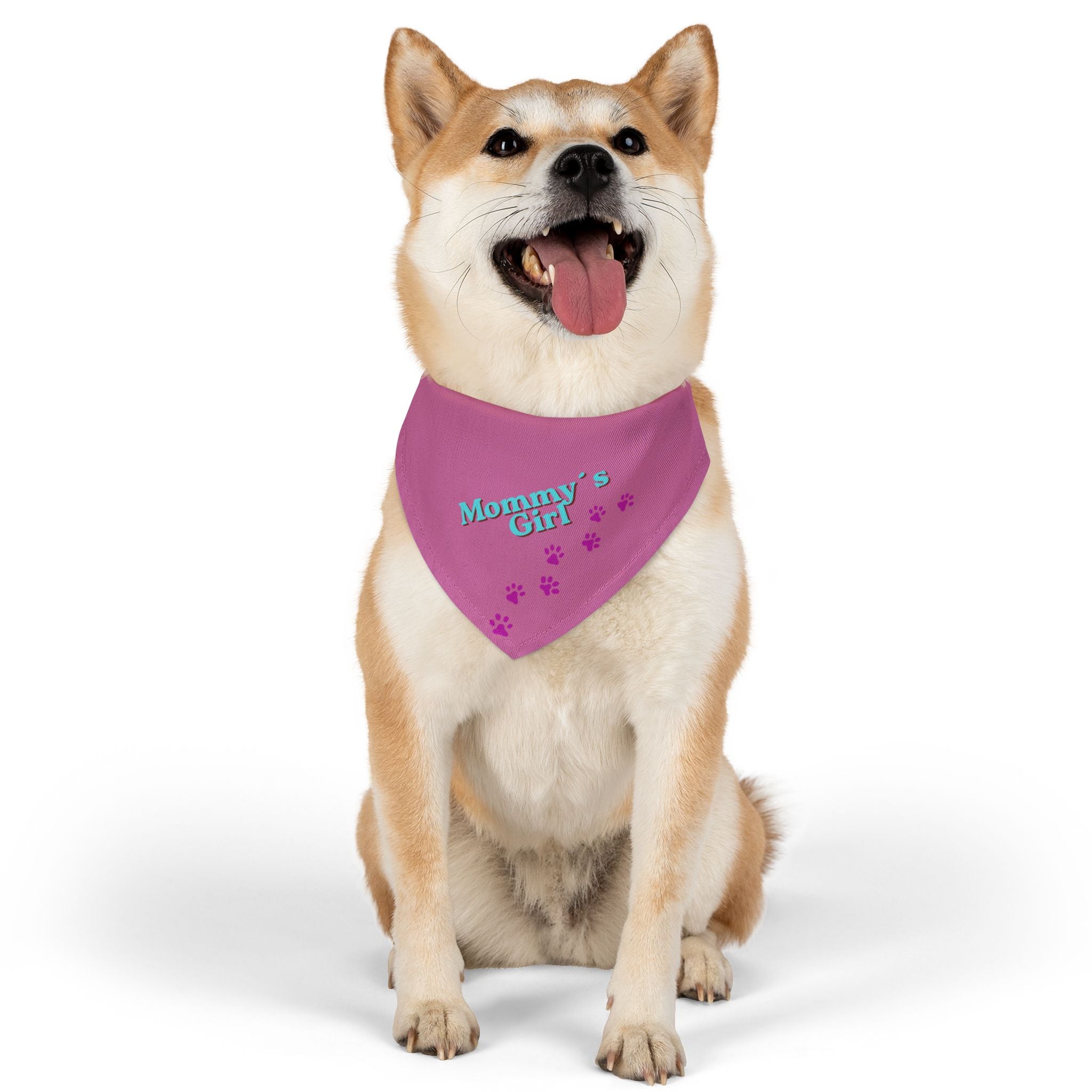 Dog Bandana Collar — "Mommy's Girl" Pink Paw-Print Pet Bandana