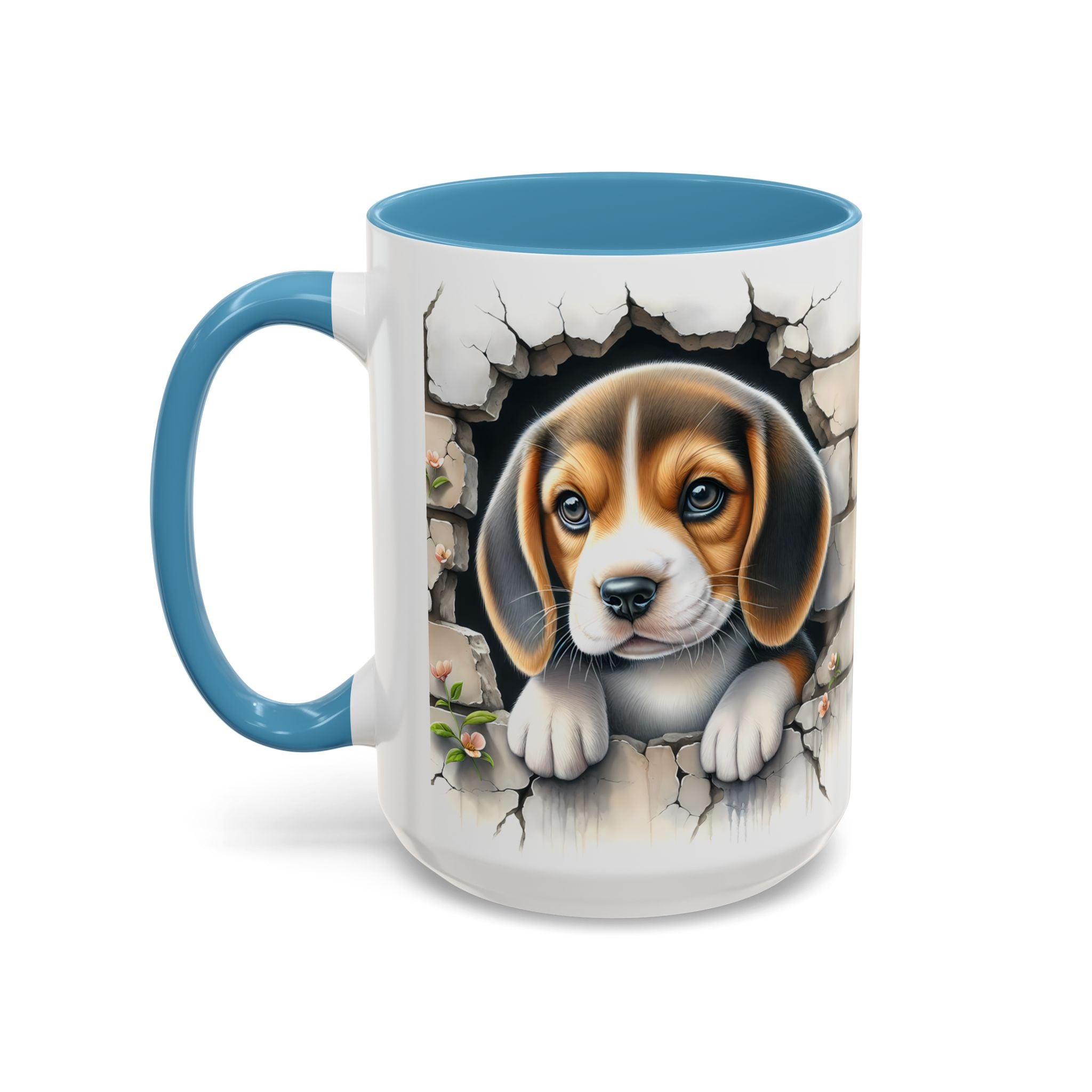 Beagle Puppy Peek Accent Coffee Mug – Cute Dog Gift (11/15 oz)