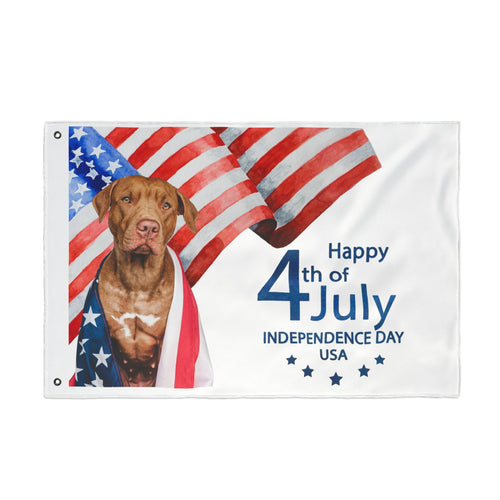 4th of July Dog Flag — Double-Sided American Independence Day Garden Banner