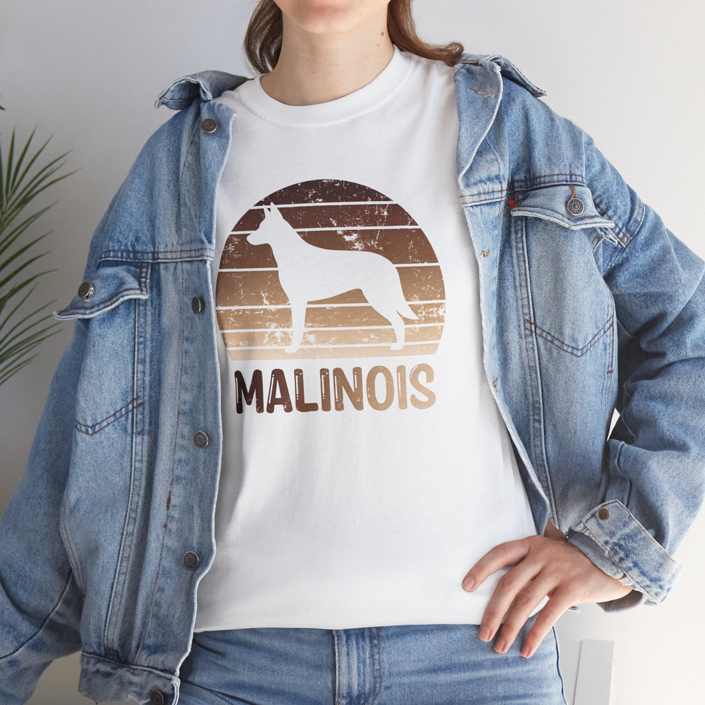 Belgian Malinois Retro Sunset T-Shirt – Unisex Dog Lover Graphic Tee