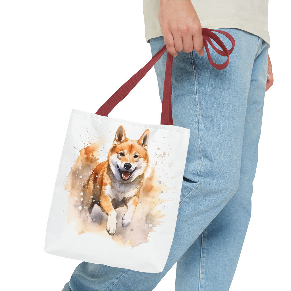 Shiba Inu Watercolor Tote Bag – Cute Running Dog All-Over Print
