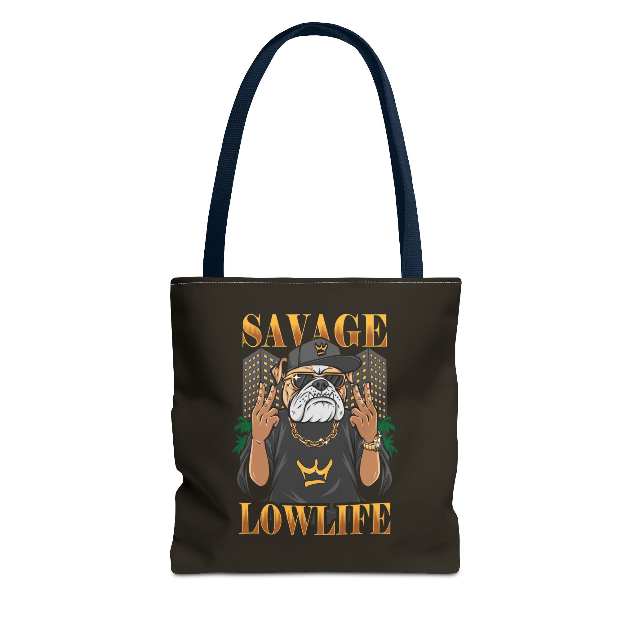Savage Lowlife Graphic Tote Bag — Urban Bulldog Design, Streetwear Everyday Carry