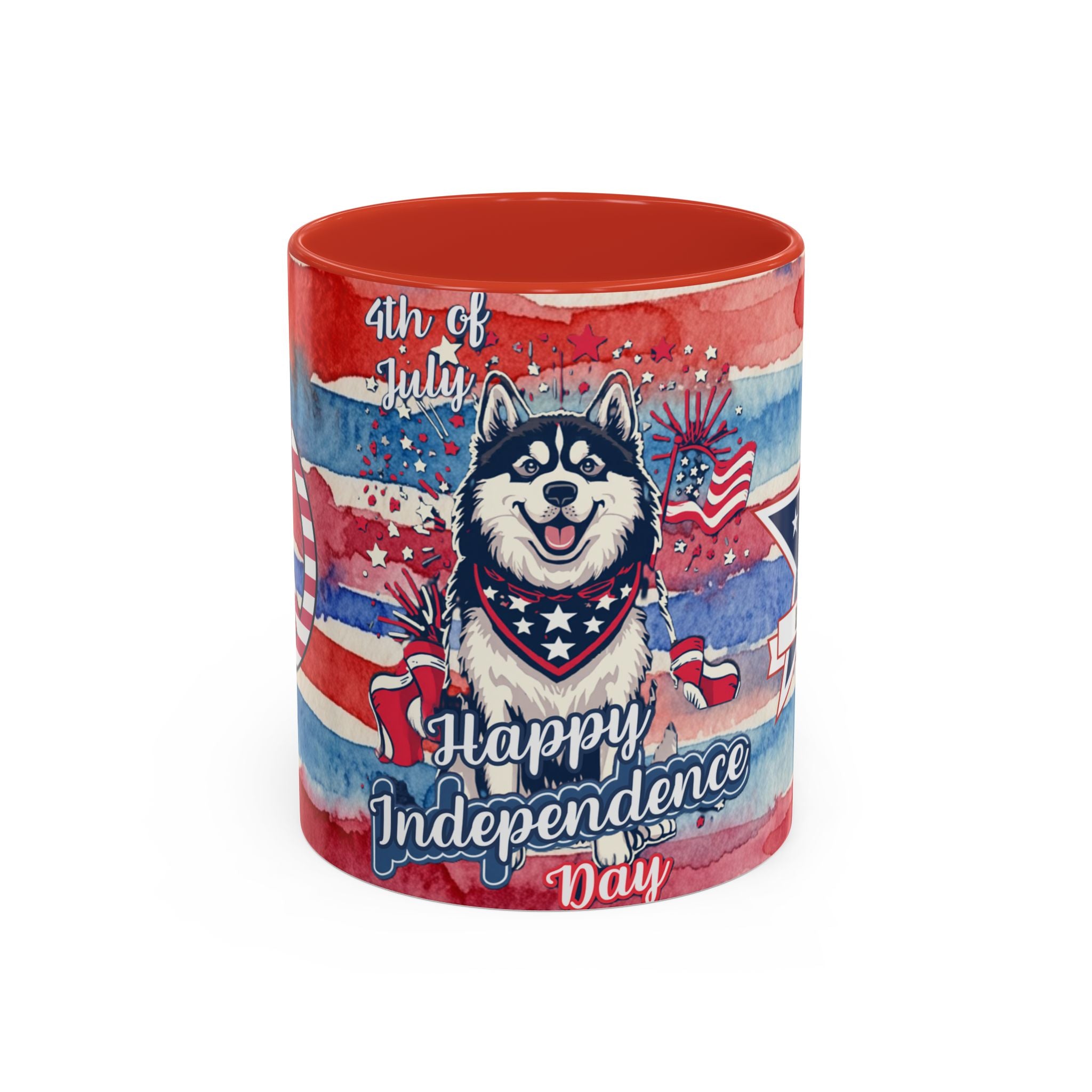 Independence Day Husky Coffee Mug — Happy 4th of July Patriotic Accent Mug (11/15oz)