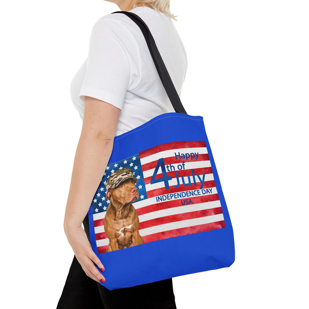 Independence Day Dog Tote Bag — Happy 4th of July USA Flag Tote