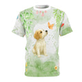 Puppy & Butterfly – Spring Garden All-Over Print T-Shirt