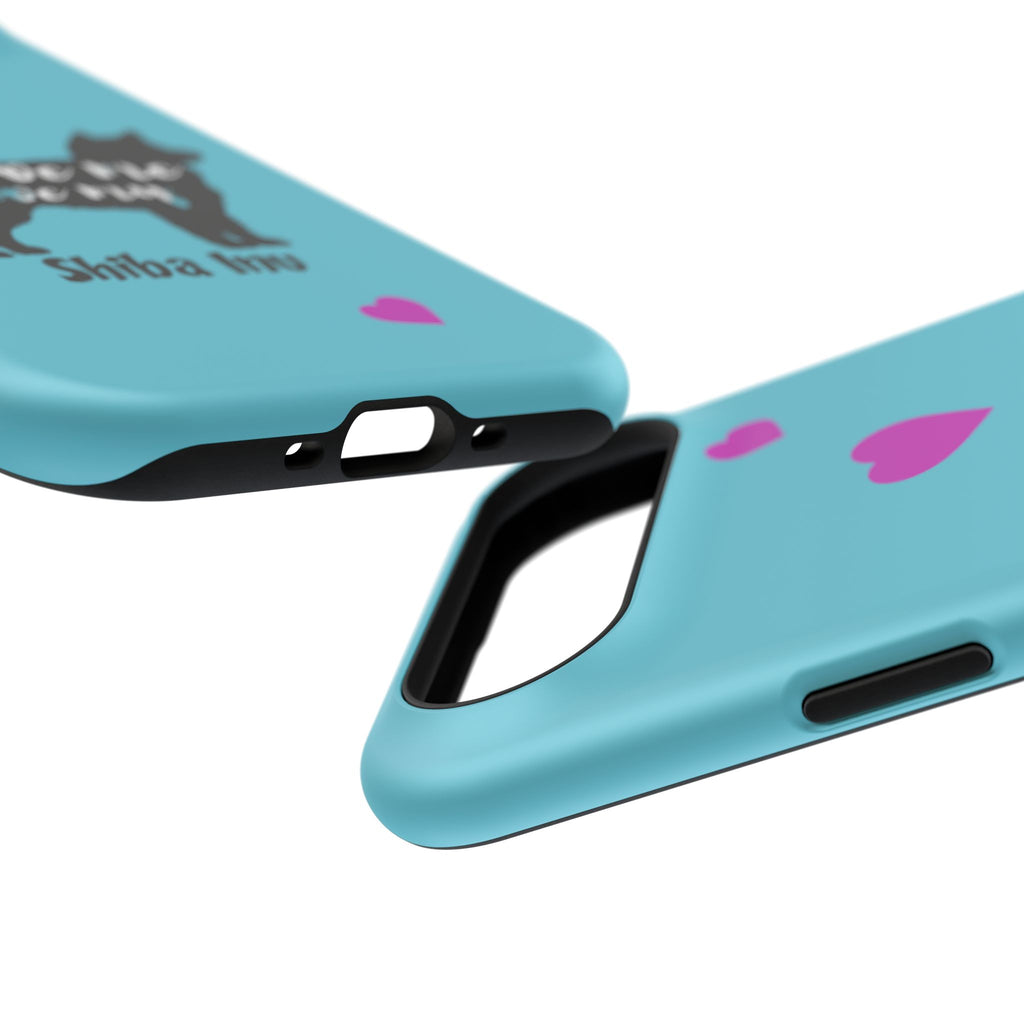 Shiba Inu Phone Case – "Love Me Love My Shiba Inu" Impact-Resistant Case, Cute Heart Design