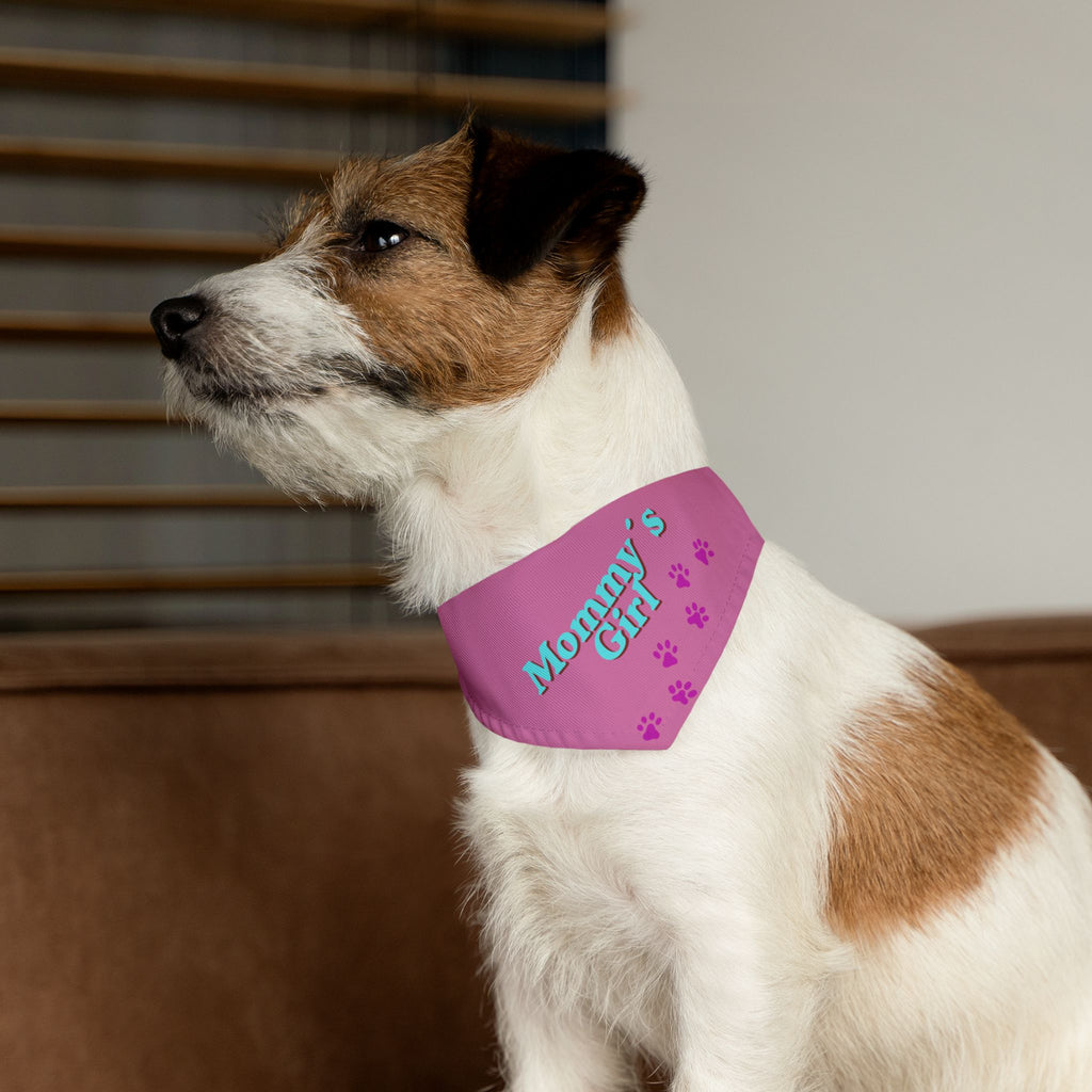Dog Bandana Collar — "Mommy's Girl" Pink Paw-Print Pet Bandana