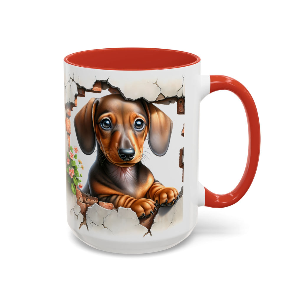 Dachshund Peek-A-Boo Accent Coffee Mug — Cute Puppy Dog Gift (11/15oz)