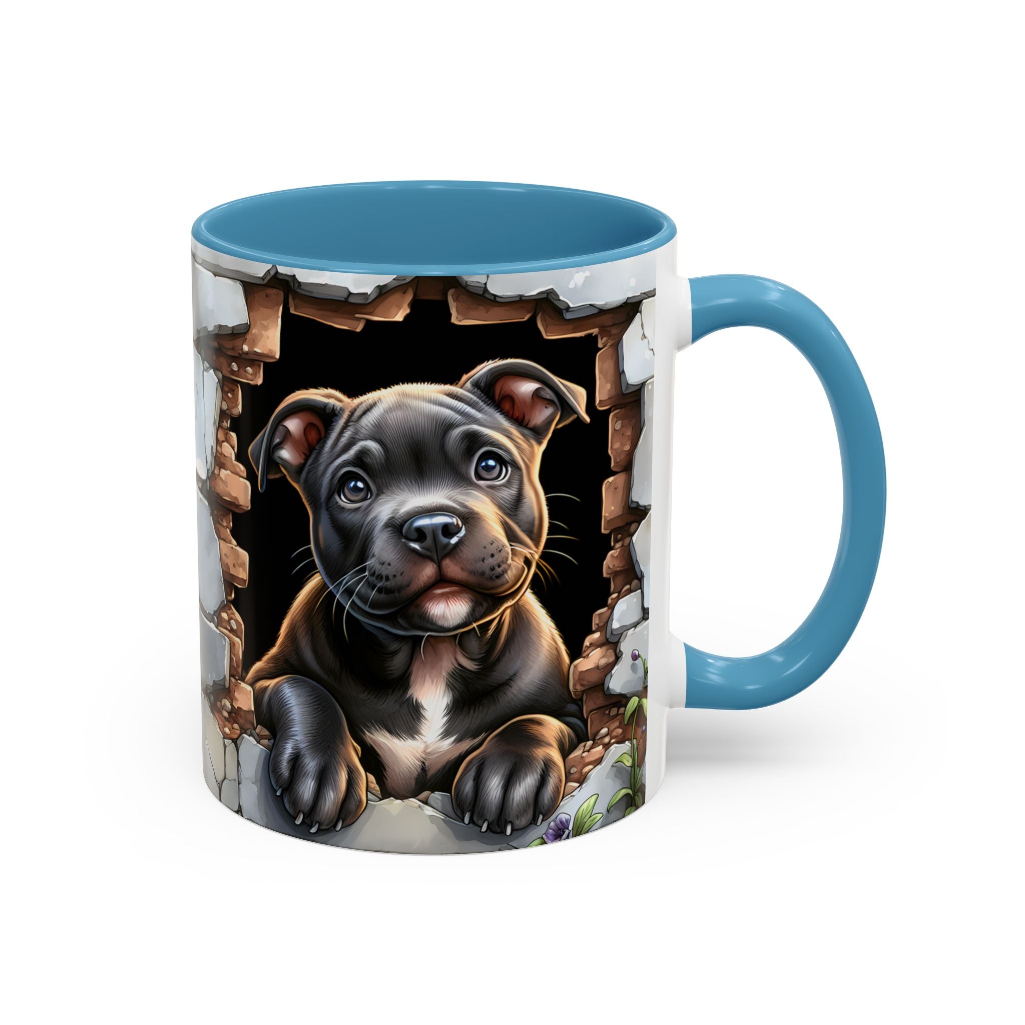 Pit Bull Puppy Peek Accent Coffee Mug – Cute Dog Lover Gift (11/15oz)
