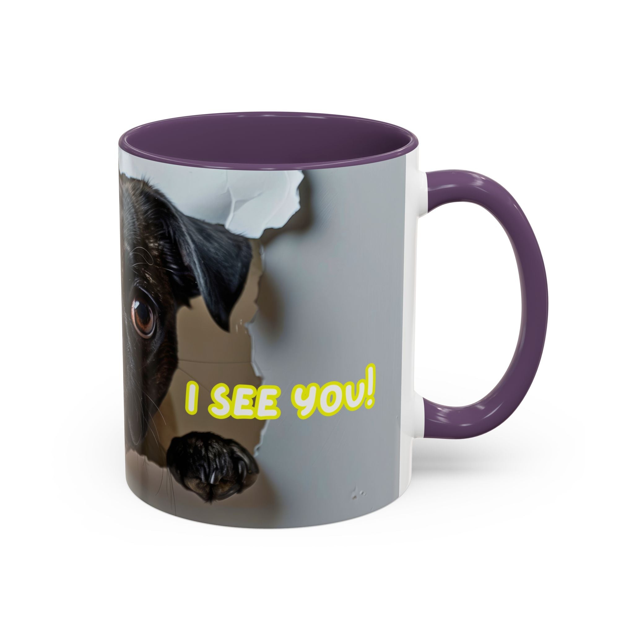 Pug “I See You!” Accent Coffee Mug — Cute Dog Lover Gift (11/15 oz)