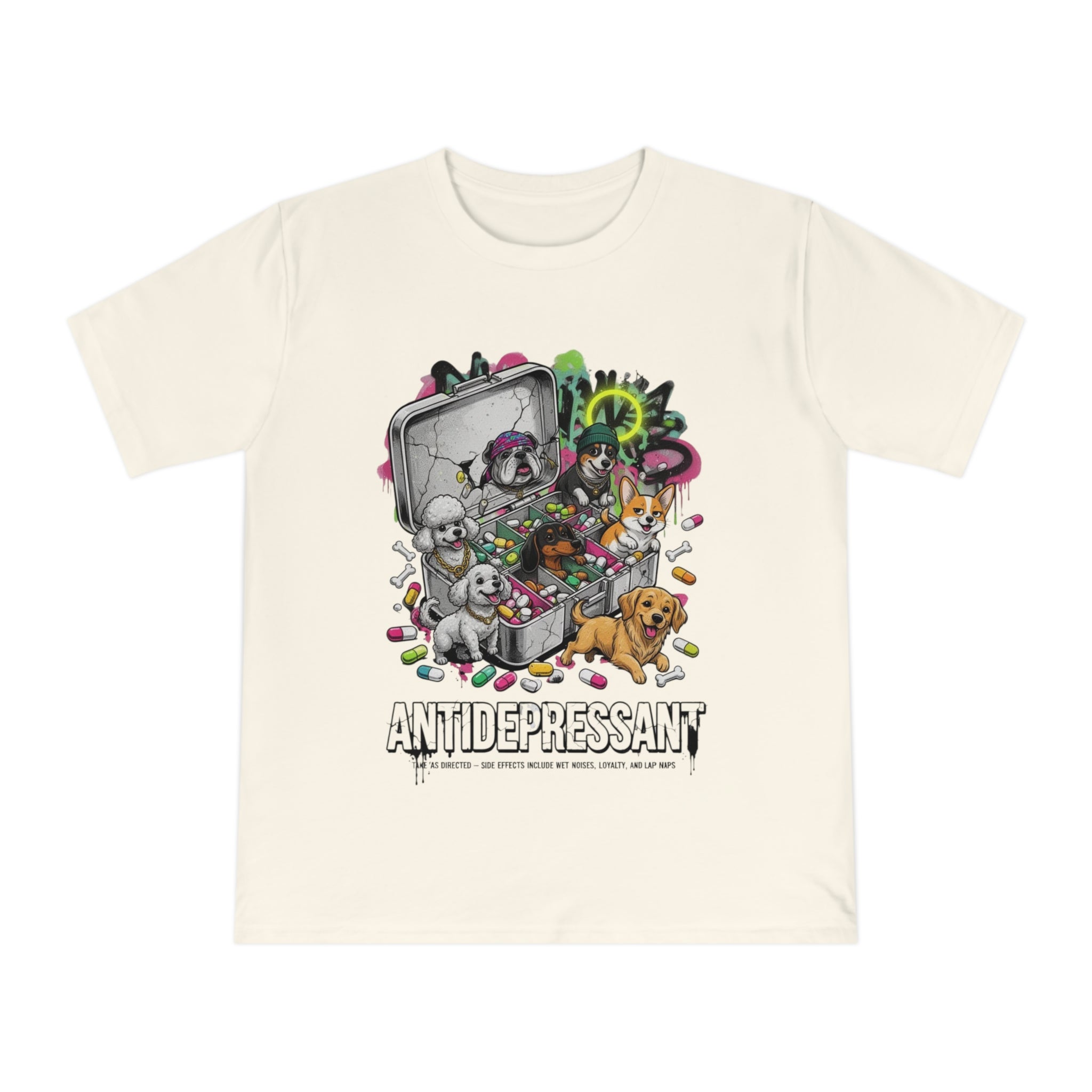 Antidepressant Pets T-Shirt — Emotional Support Pet & Pill Box Graphic Tee