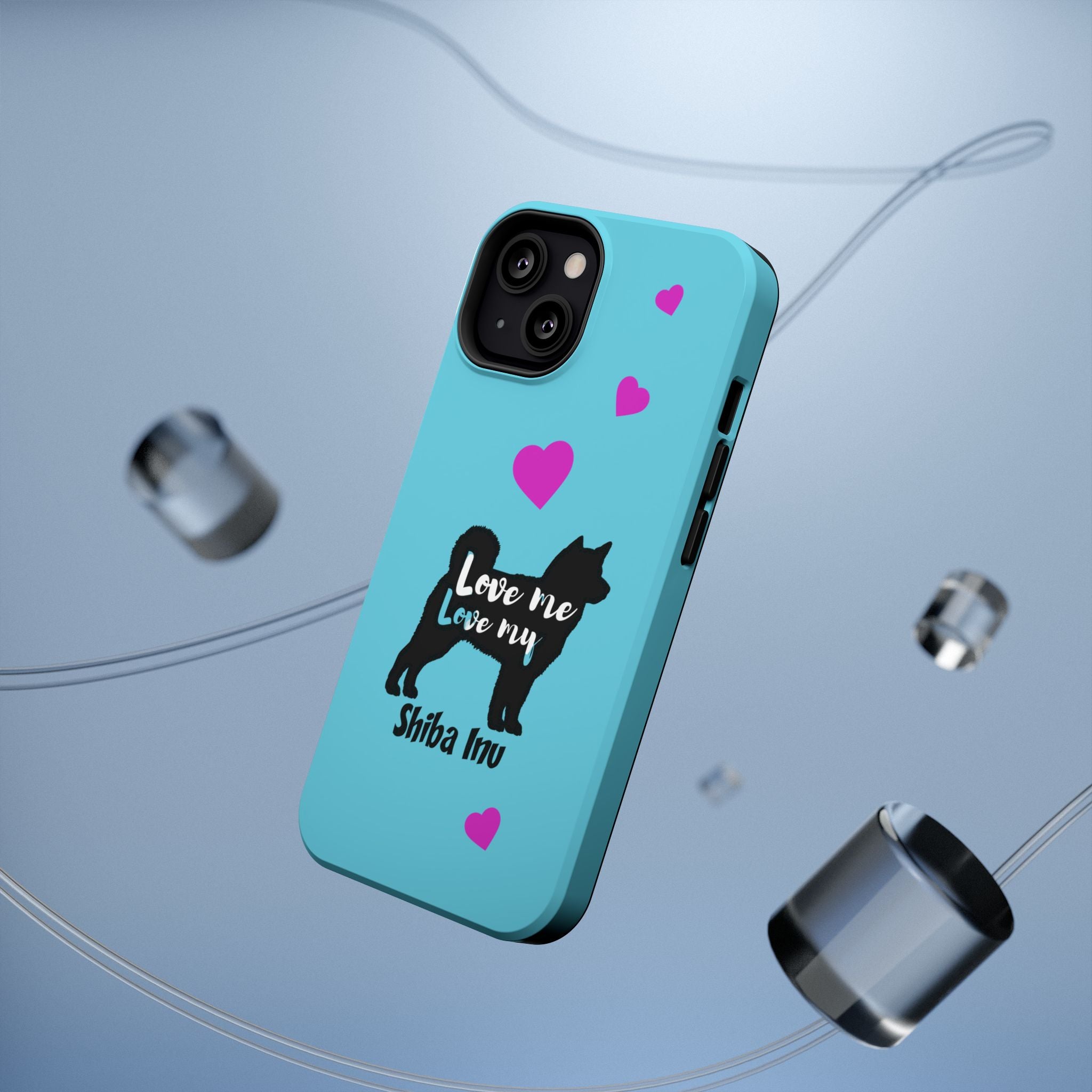 Shiba Inu Phone Case – "Love Me Love My Shiba Inu" Impact-Resistant Case, Cute Heart Design