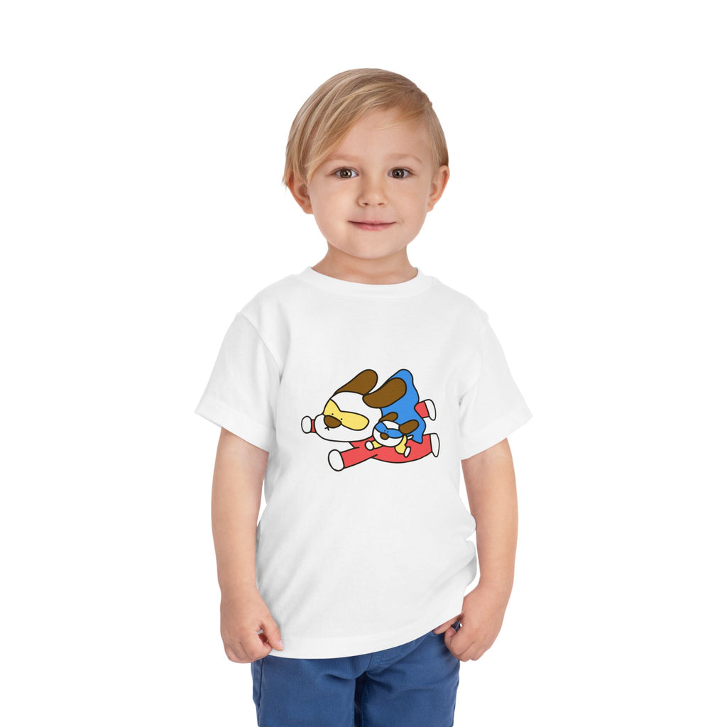 Toddler Tee – Cute Superhero Dog & Puppy Flight Graphic