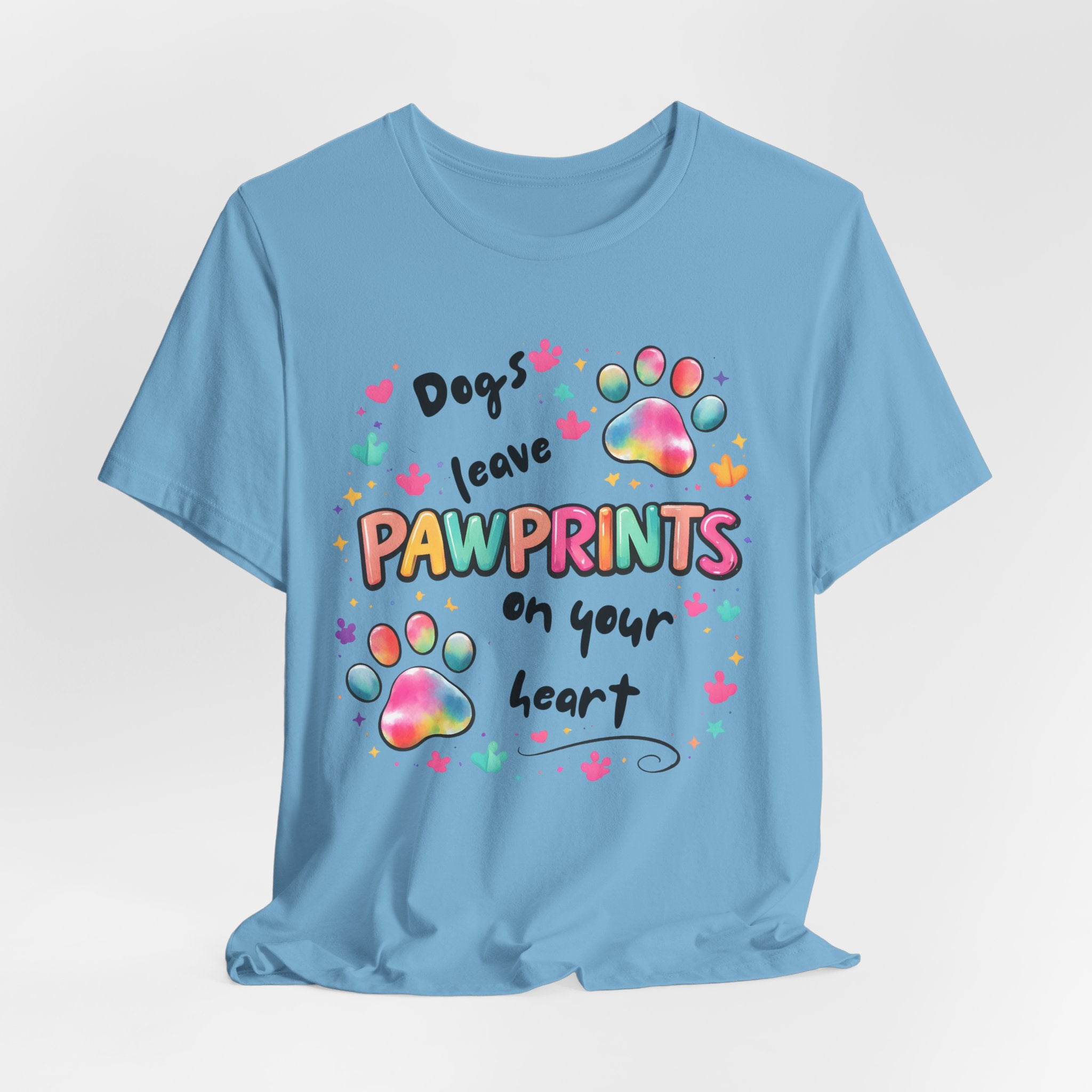 Pawprints on Your Heart T‑Shirt — Colorful Dog Paw Love Tee