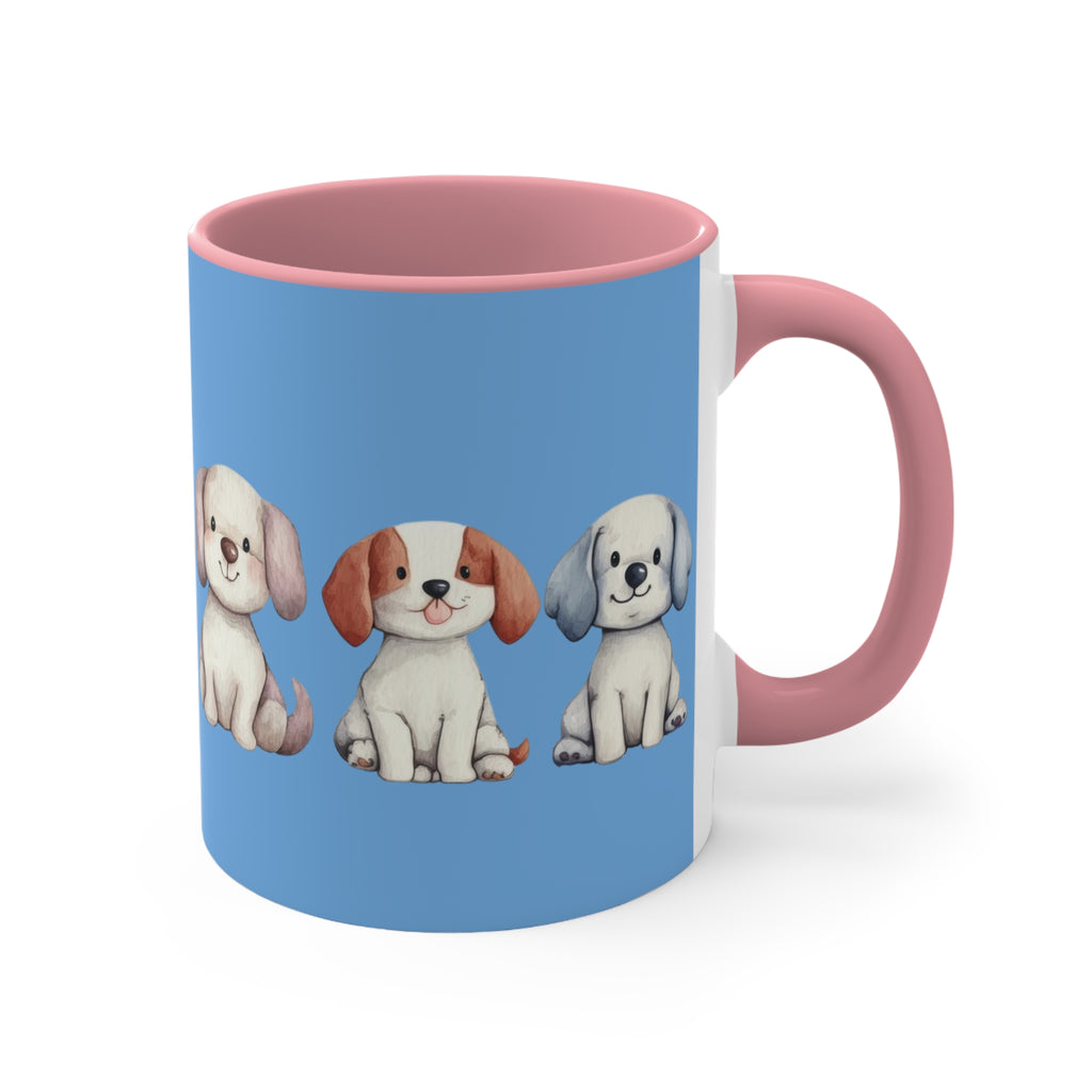 Cute Puppy Pattern Accent Mug — 11oz Colorful Dog Coffee Cup