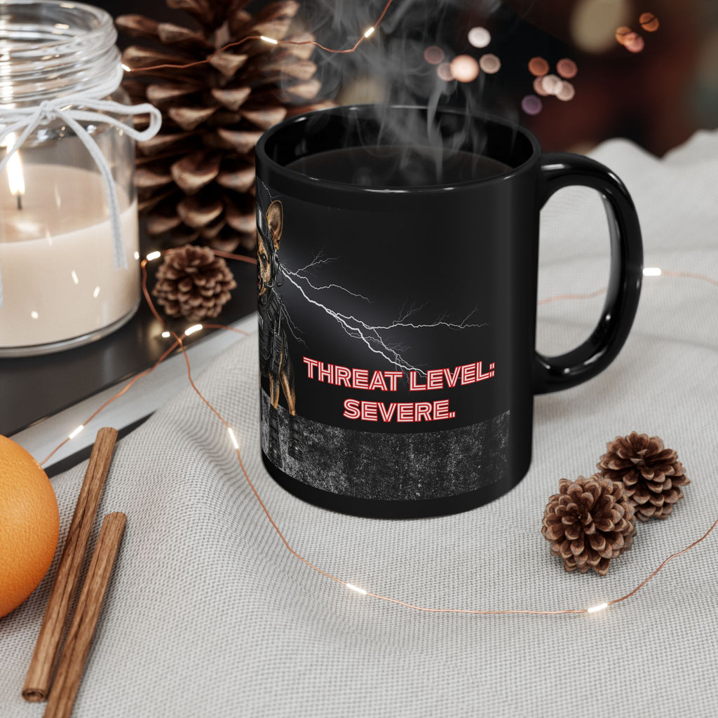 Size: Small — Threat Level: Severe — Security Chihuahua Mug | Funny Guard Dog Coffee Cup