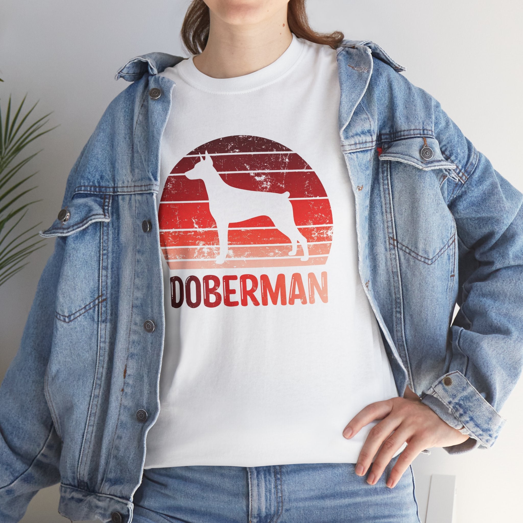Doberman Retro Sunset T-Shirt – Unisex Dog Lover Graphic Tee