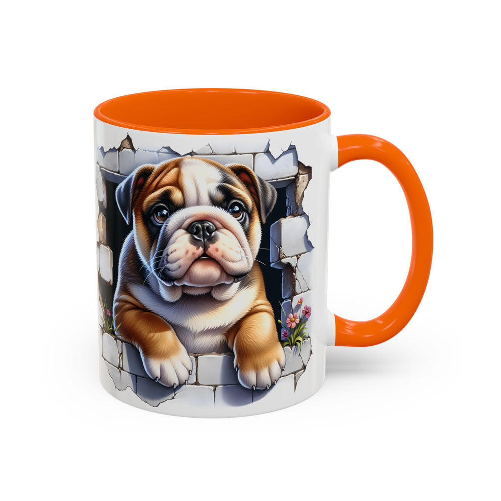 Bulldog Peek-A-Boo Accent Coffee Mug — Cute English Bulldog Coffee Cup (11/15 oz)