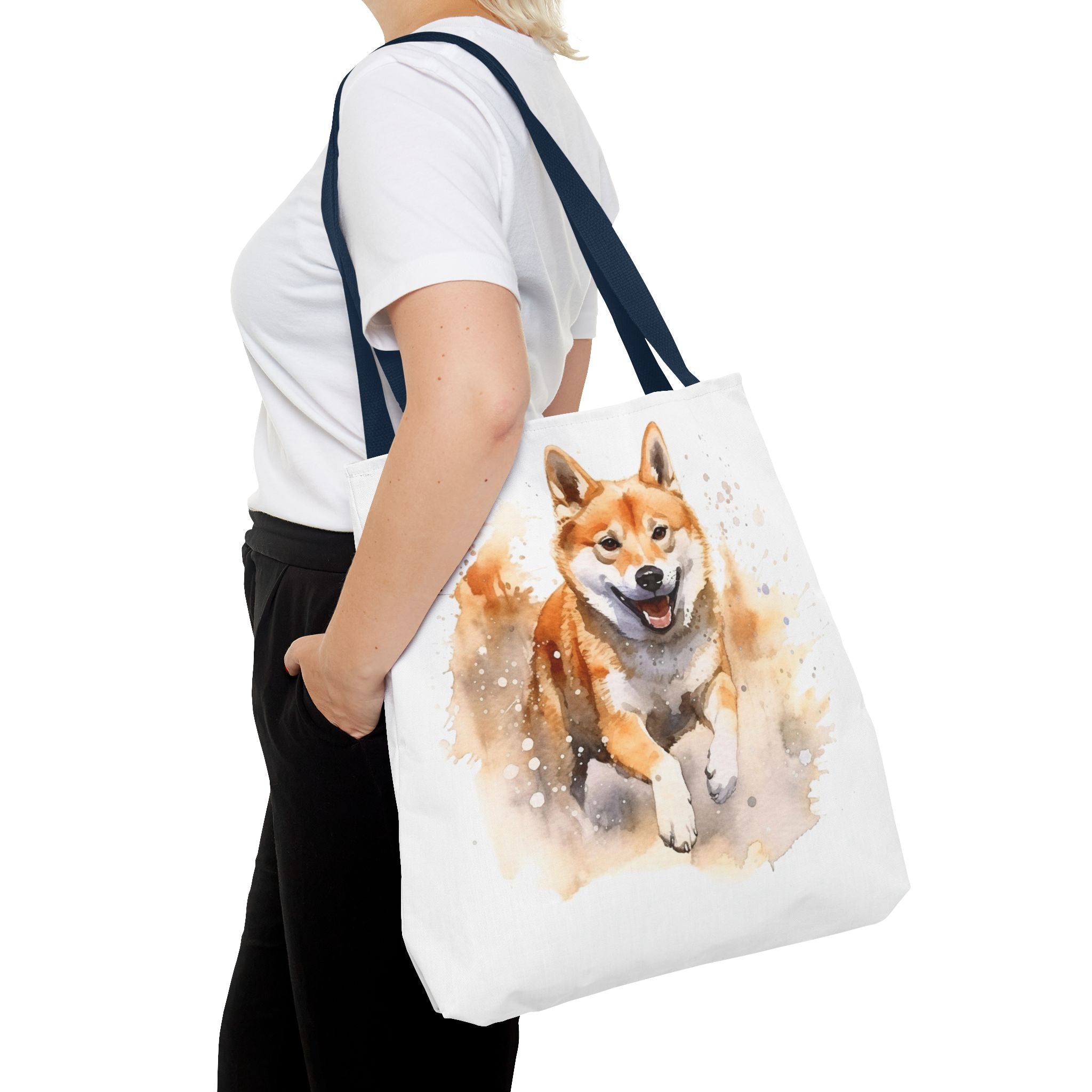 Shiba Inu Watercolor Tote Bag – Cute Running Dog All-Over Print