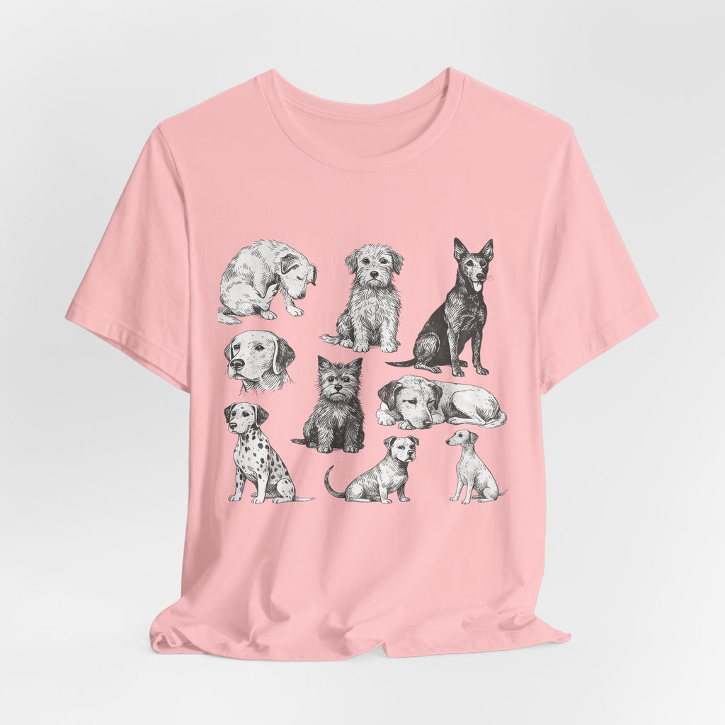 Dog Breed Sketches T-Shirt — Hand-Drawn Puppy Portraits Tee