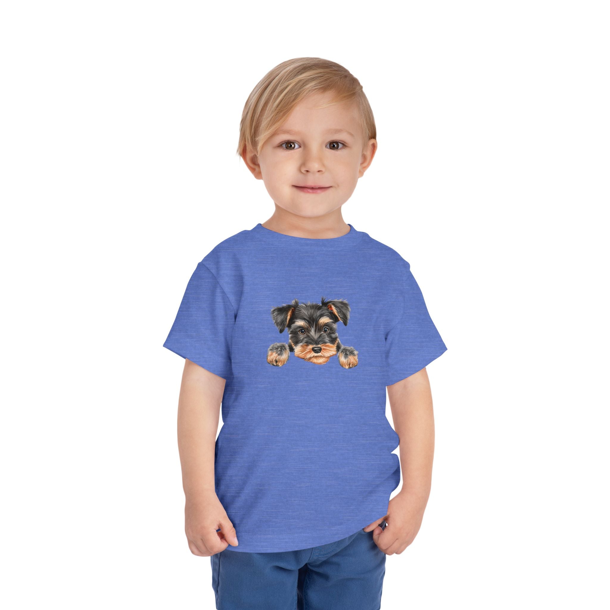 Toddler Tee — Cute Yorkie Puppy Peeking Graphic