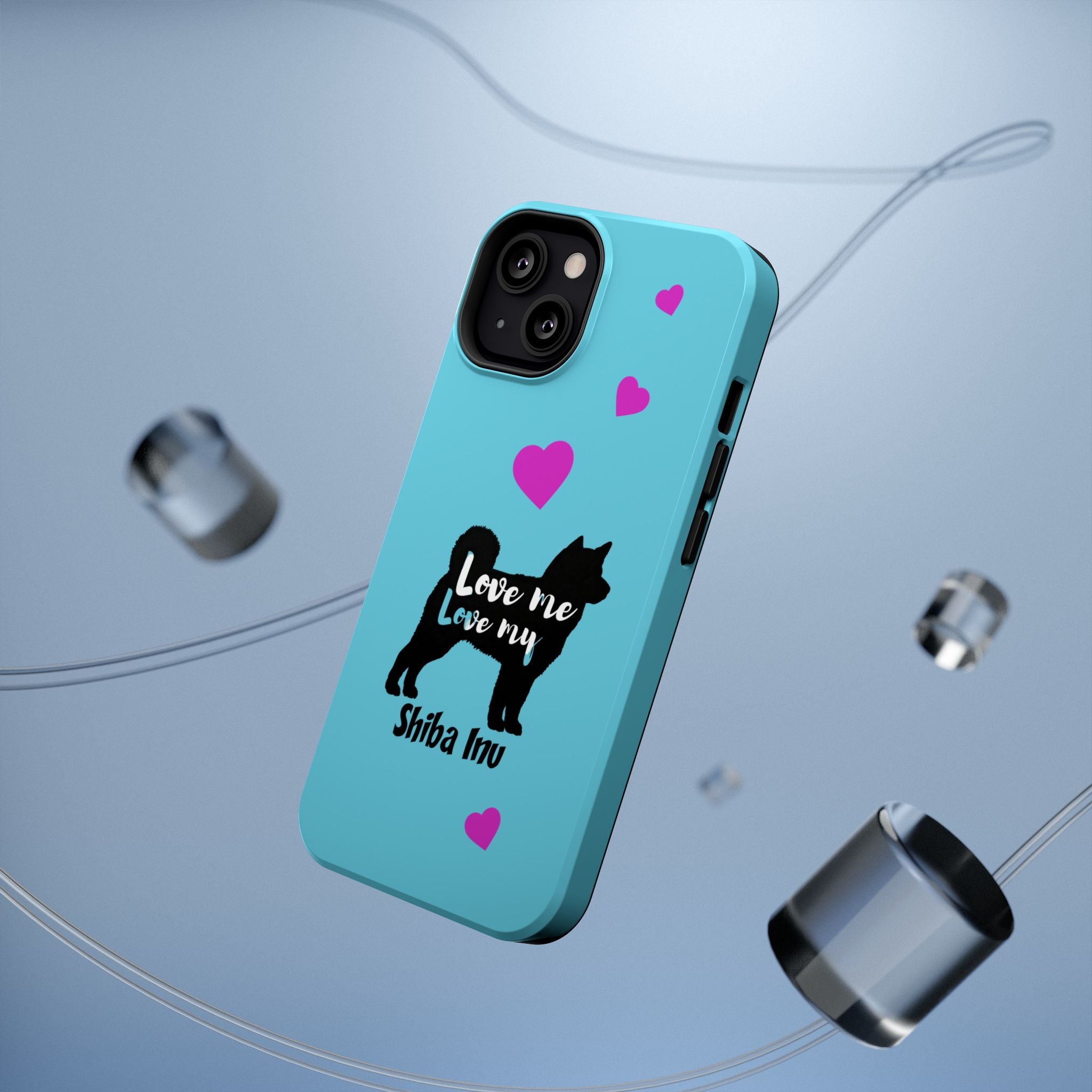 Shiba Inu Phone Case – "Love Me Love My Shiba Inu" Impact-Resistant Case, Cute Heart Design