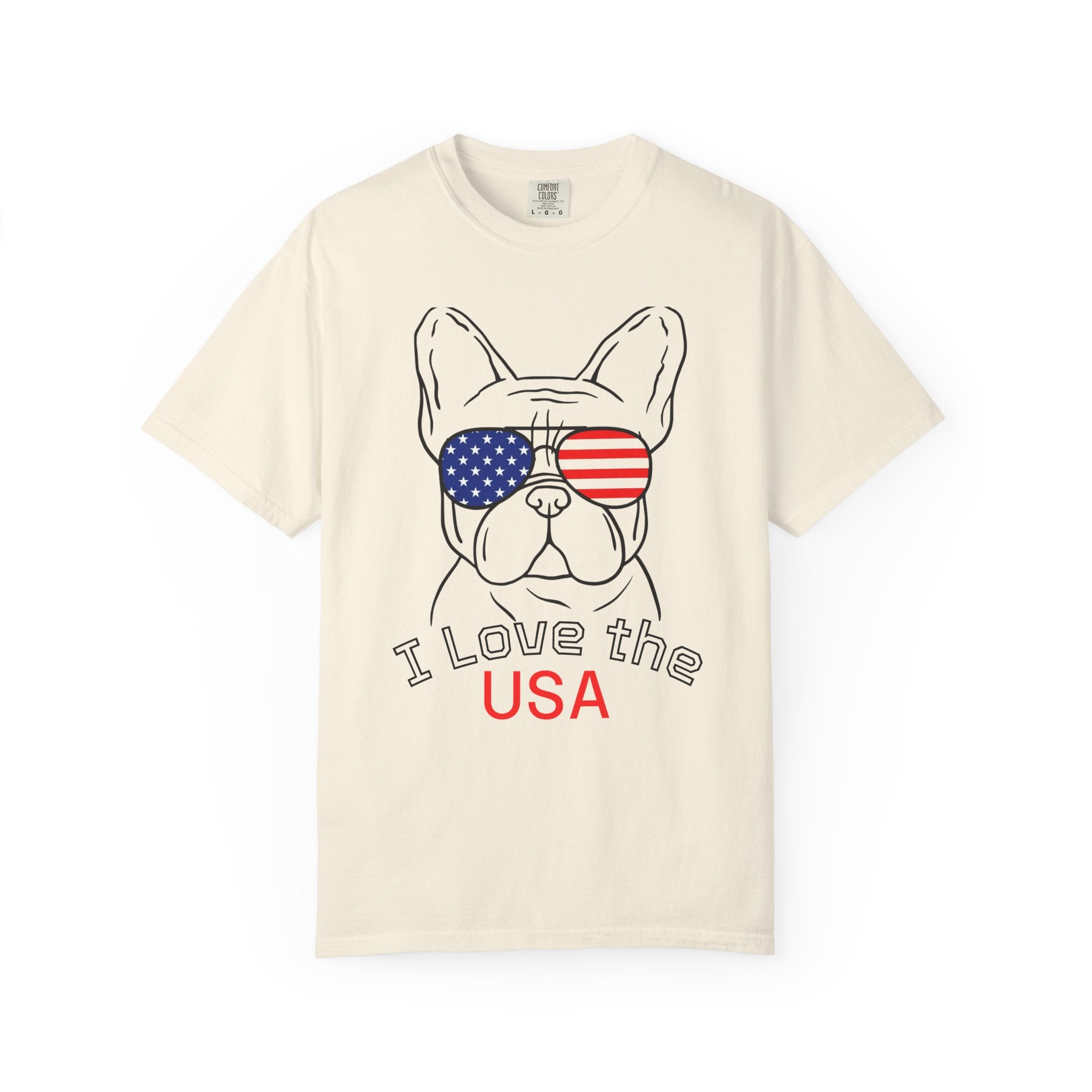 USA Bulldog T-Shirt — "I Love the USA" Patriotic Dog Tee
