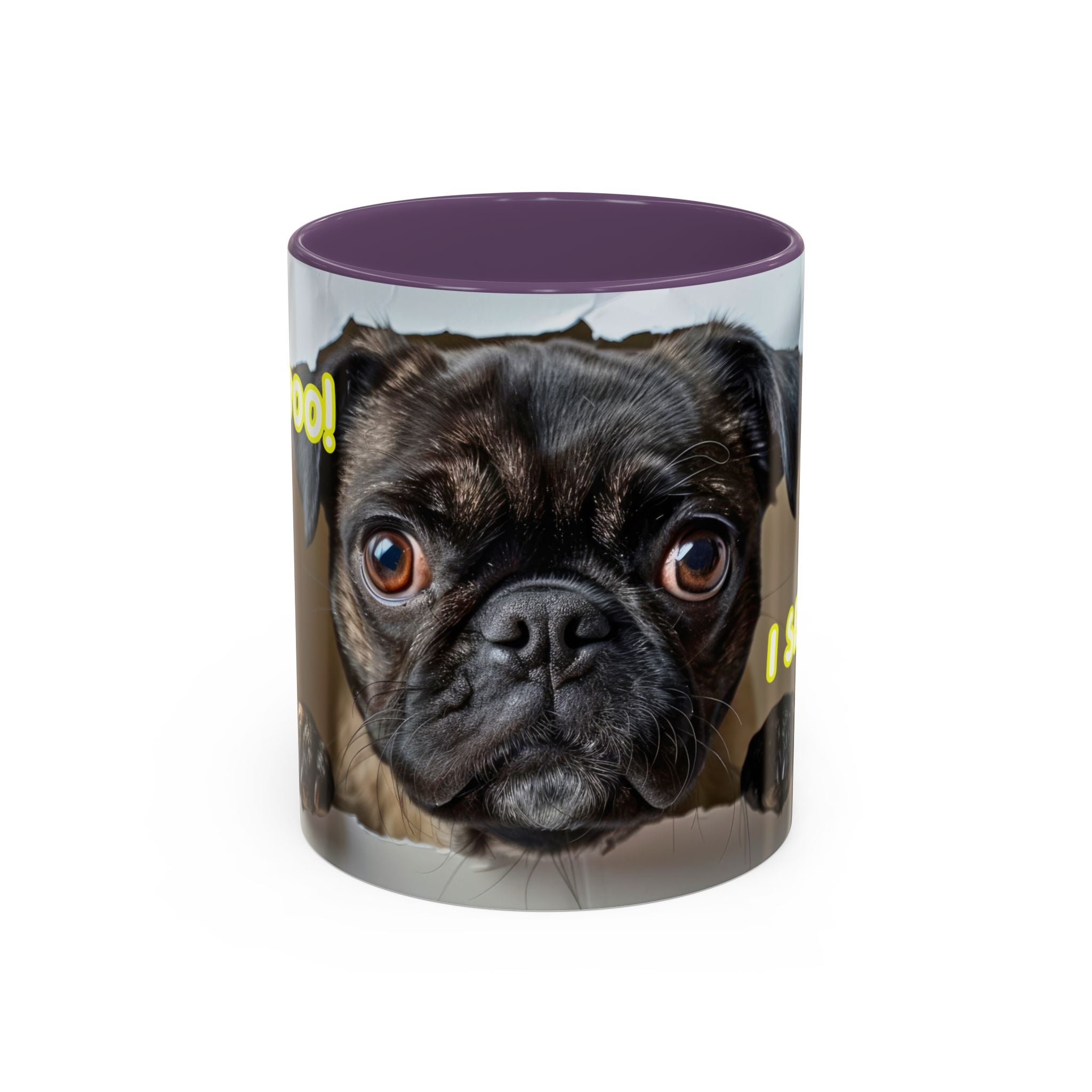 Pug “I See You!” Accent Coffee Mug — Cute Dog Lover Gift (11/15 oz)